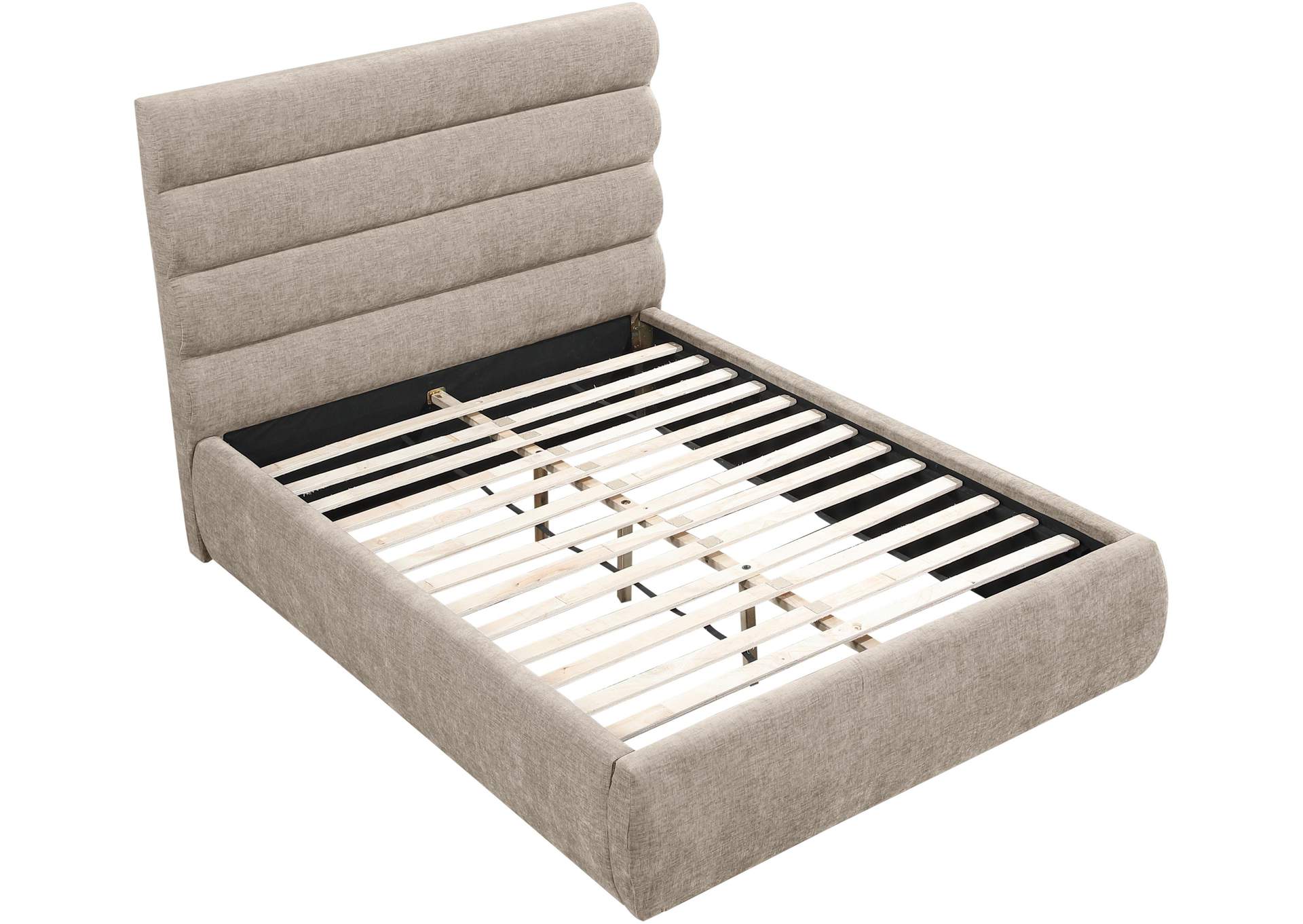 Adam Beige Chenille Fabric Full Bed