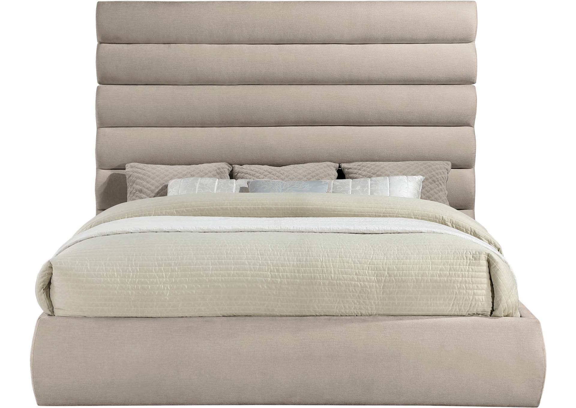 Adam Beige Chenille Fabric King Bed image 4