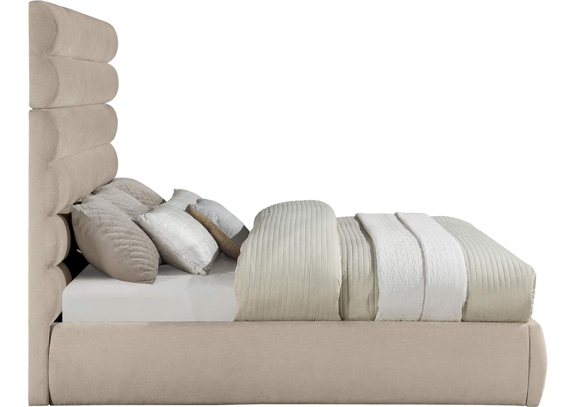 Adam Beige Chenille Fabric King Bed image 5