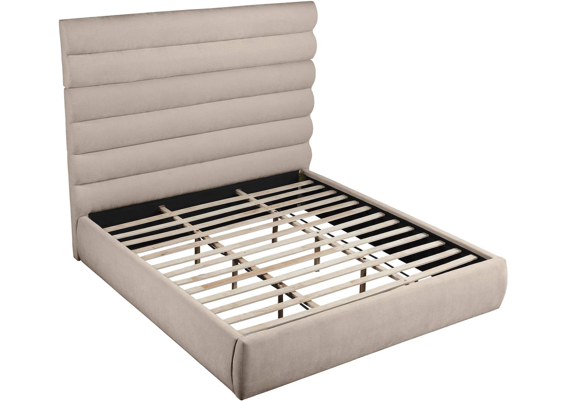 Adam Beige Chenille Fabric King Bed image 8