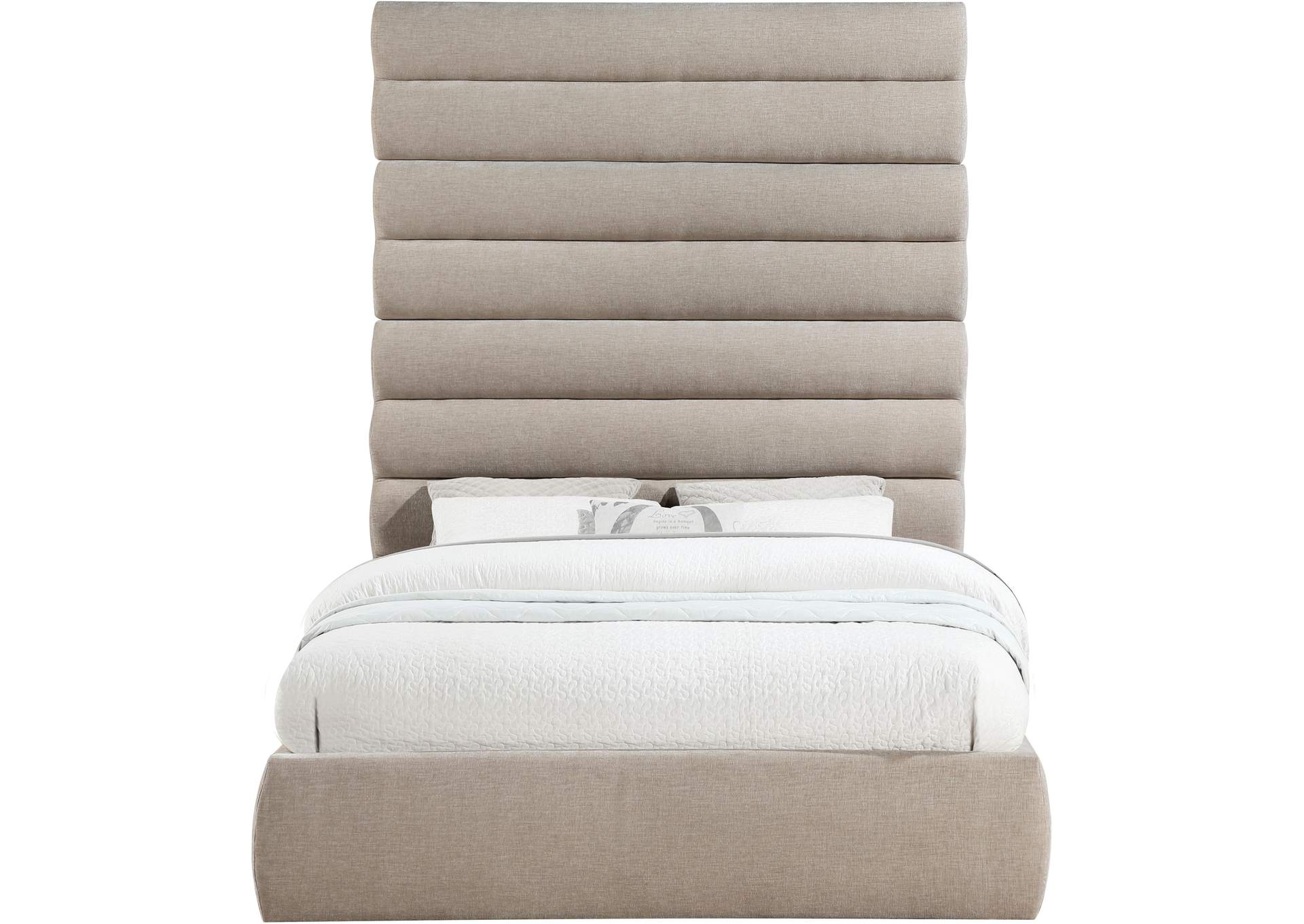 Adam Beige Chenille Fabric Queen Bed image 4