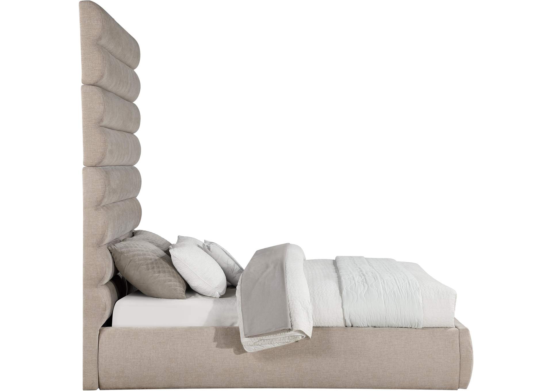 Adam Beige Chenille Fabric Queen Bed image 5