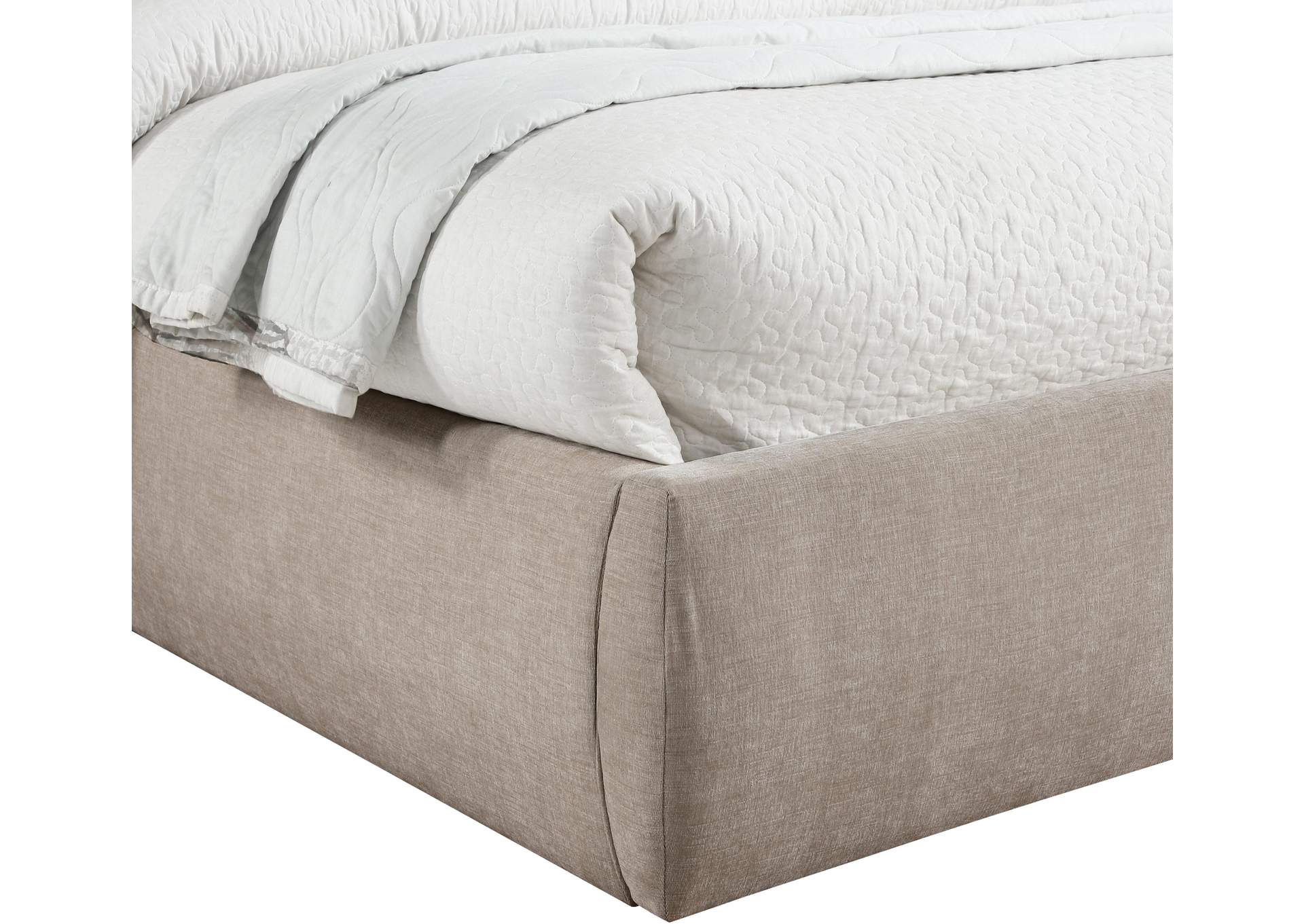 Adam Beige Chenille Fabric Queen Bed image 7