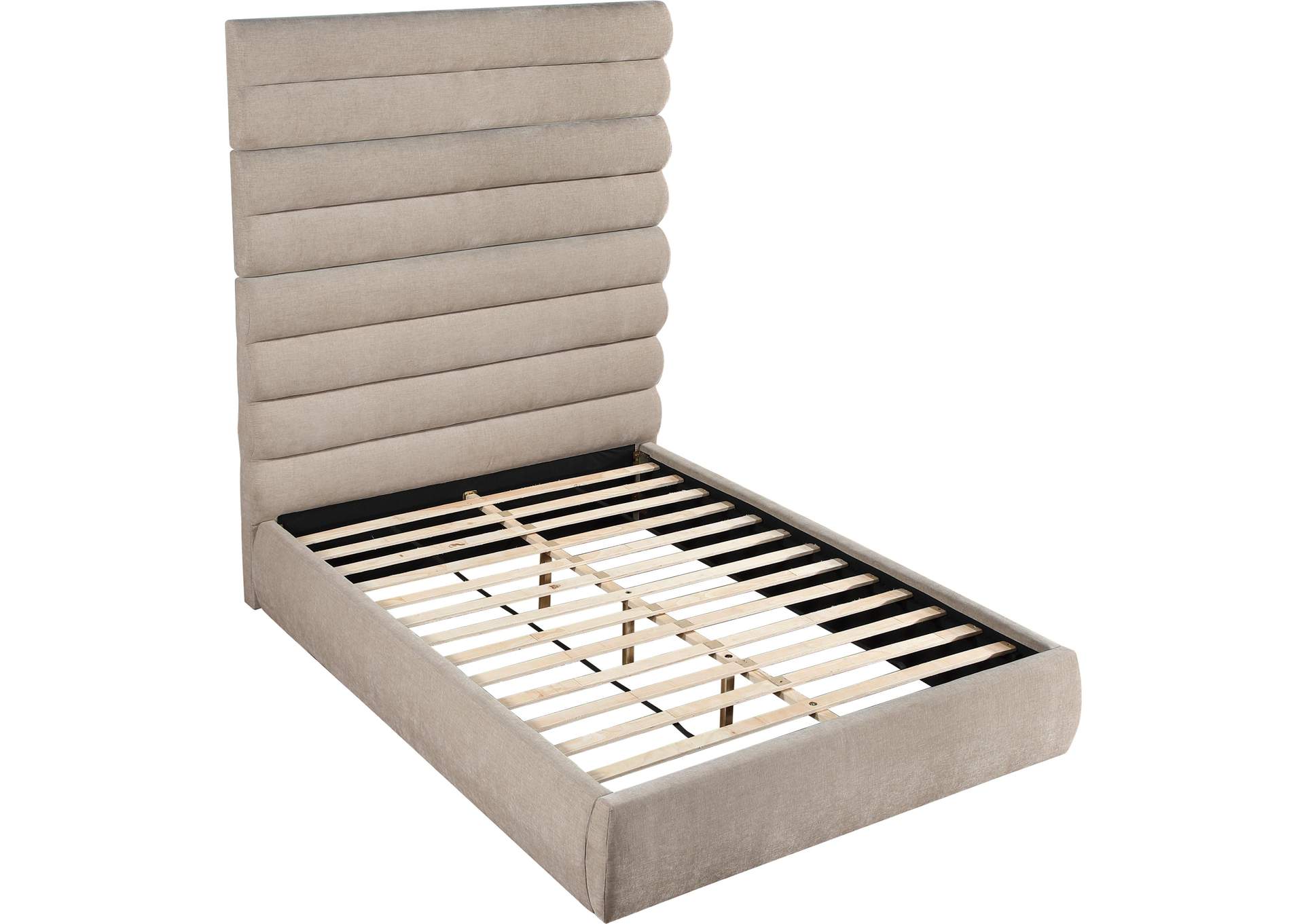 Adam Beige Chenille Fabric Queen Bed image 8
