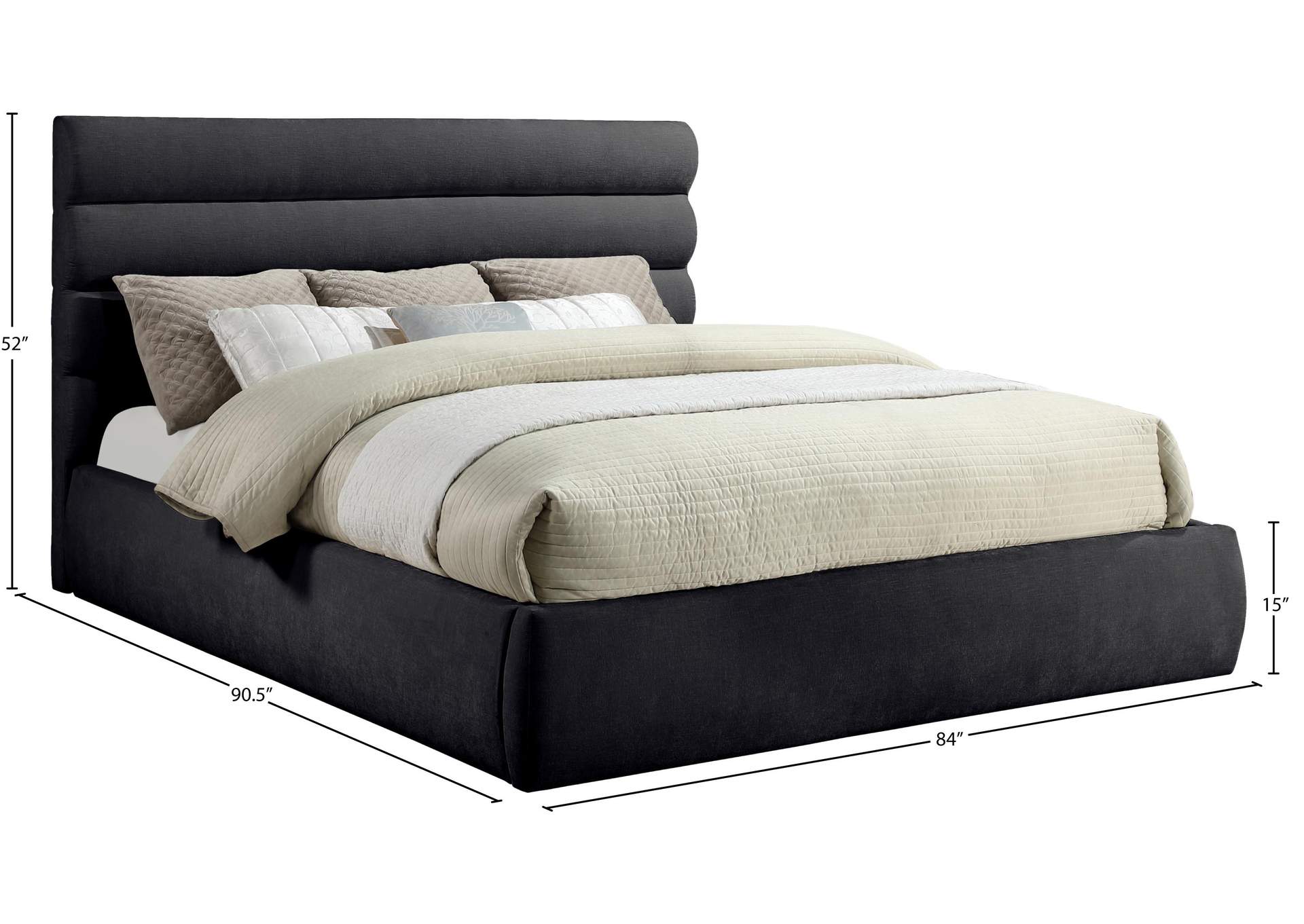 Adam Black Chenille Fabric King Bed image 10