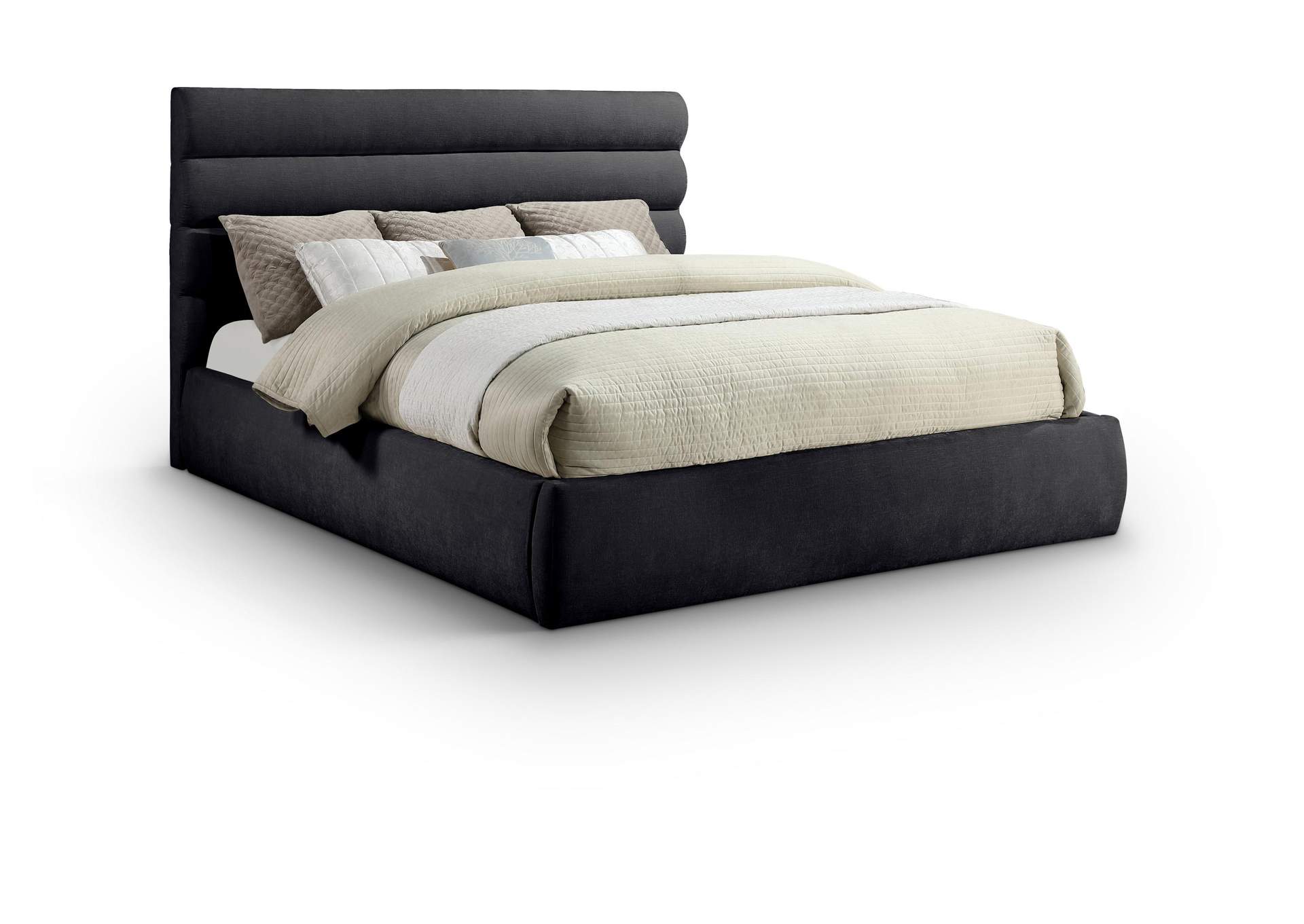 Adam Black Chenille Fabric King Bed image 1