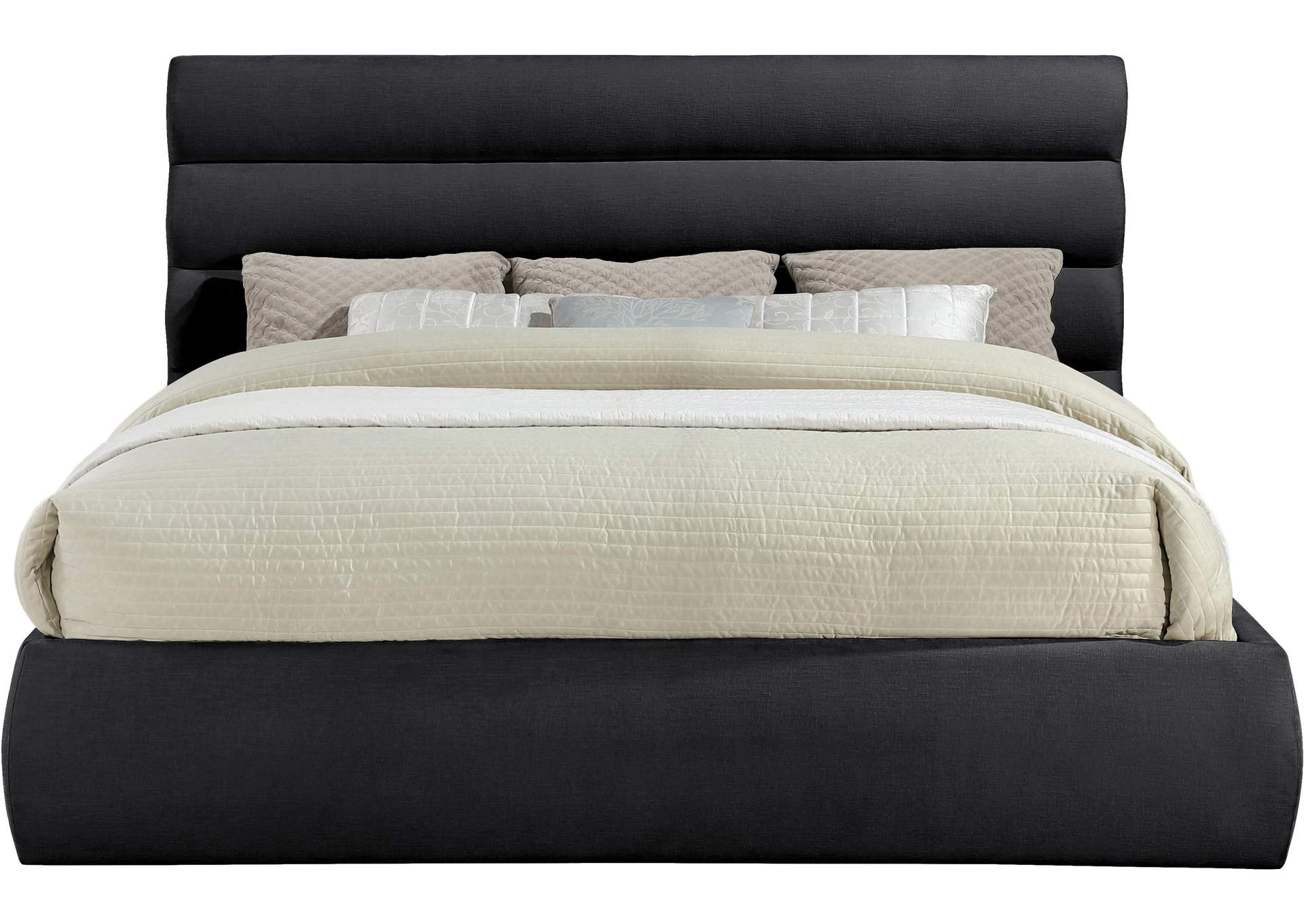 Adam Black Chenille Fabric King Bed image 4