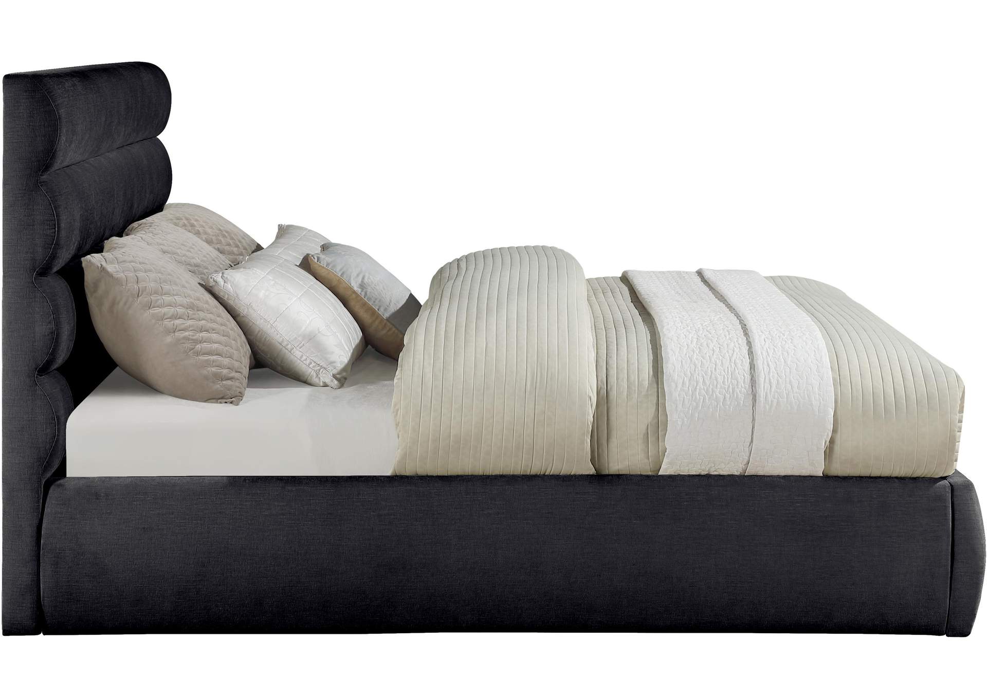 Adam Black Chenille Fabric King Bed image 5