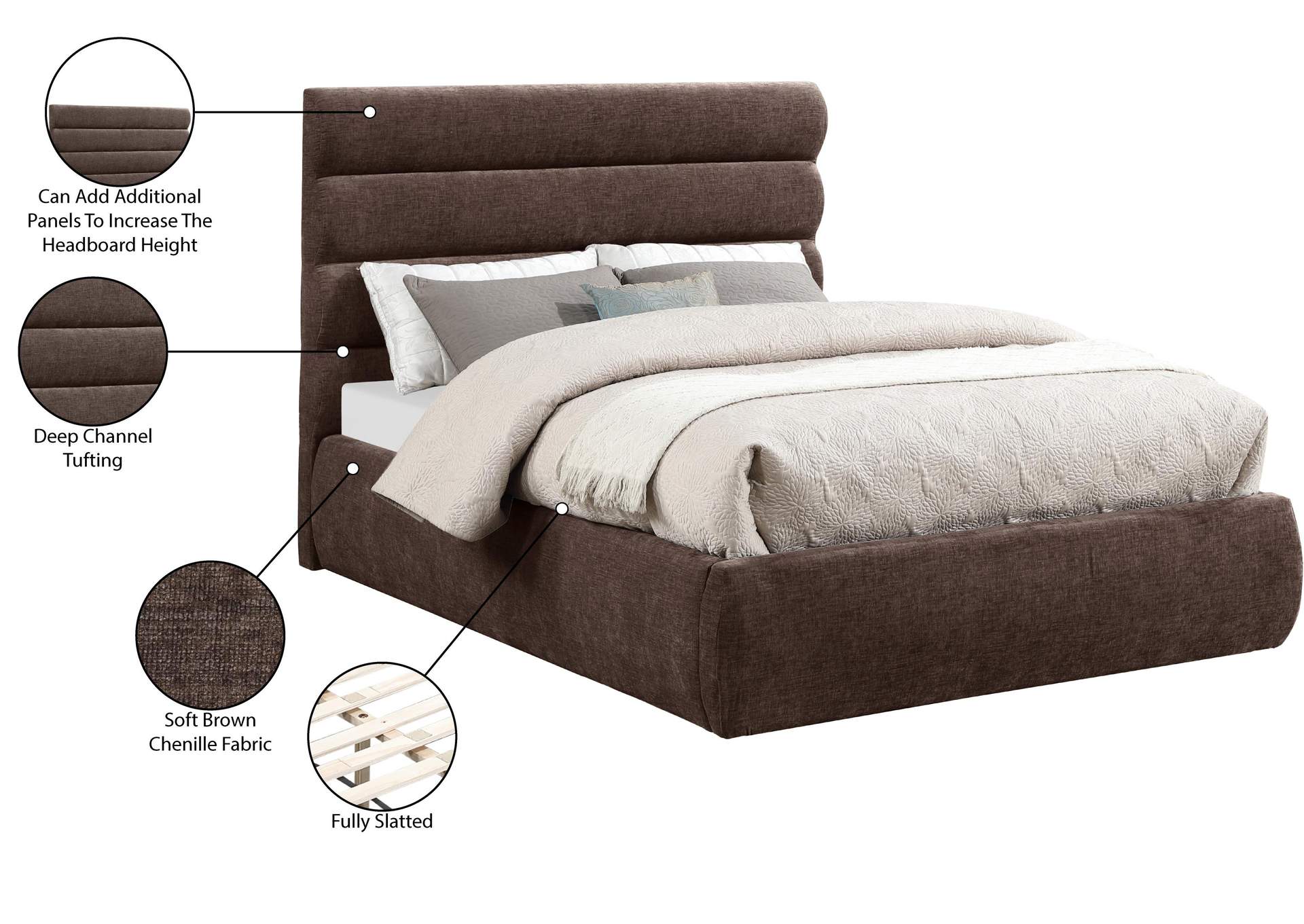 Adam Brown Chenille Fabric Full Bed image 11