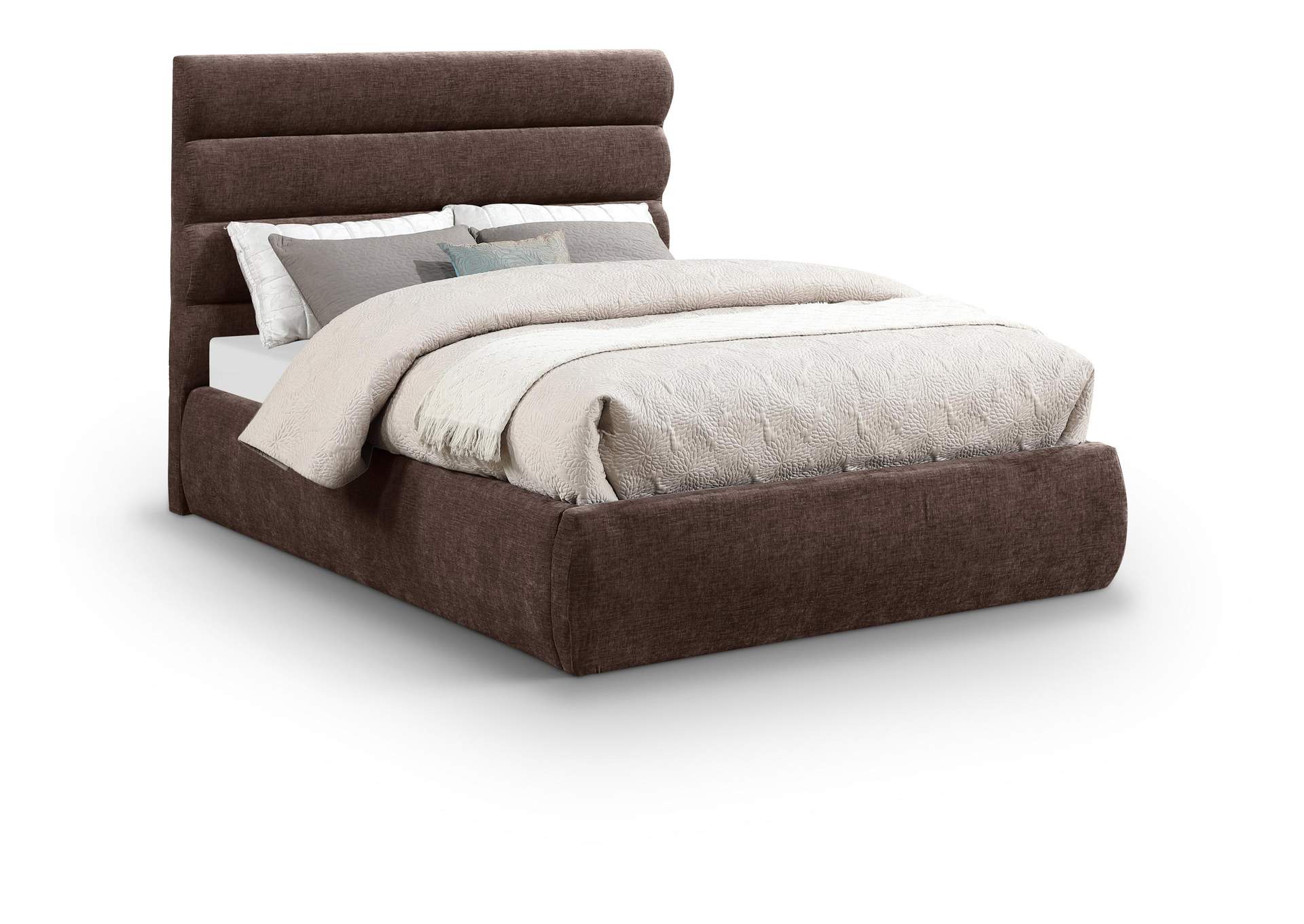 Adam Brown Chenille Fabric Full Bed image 1