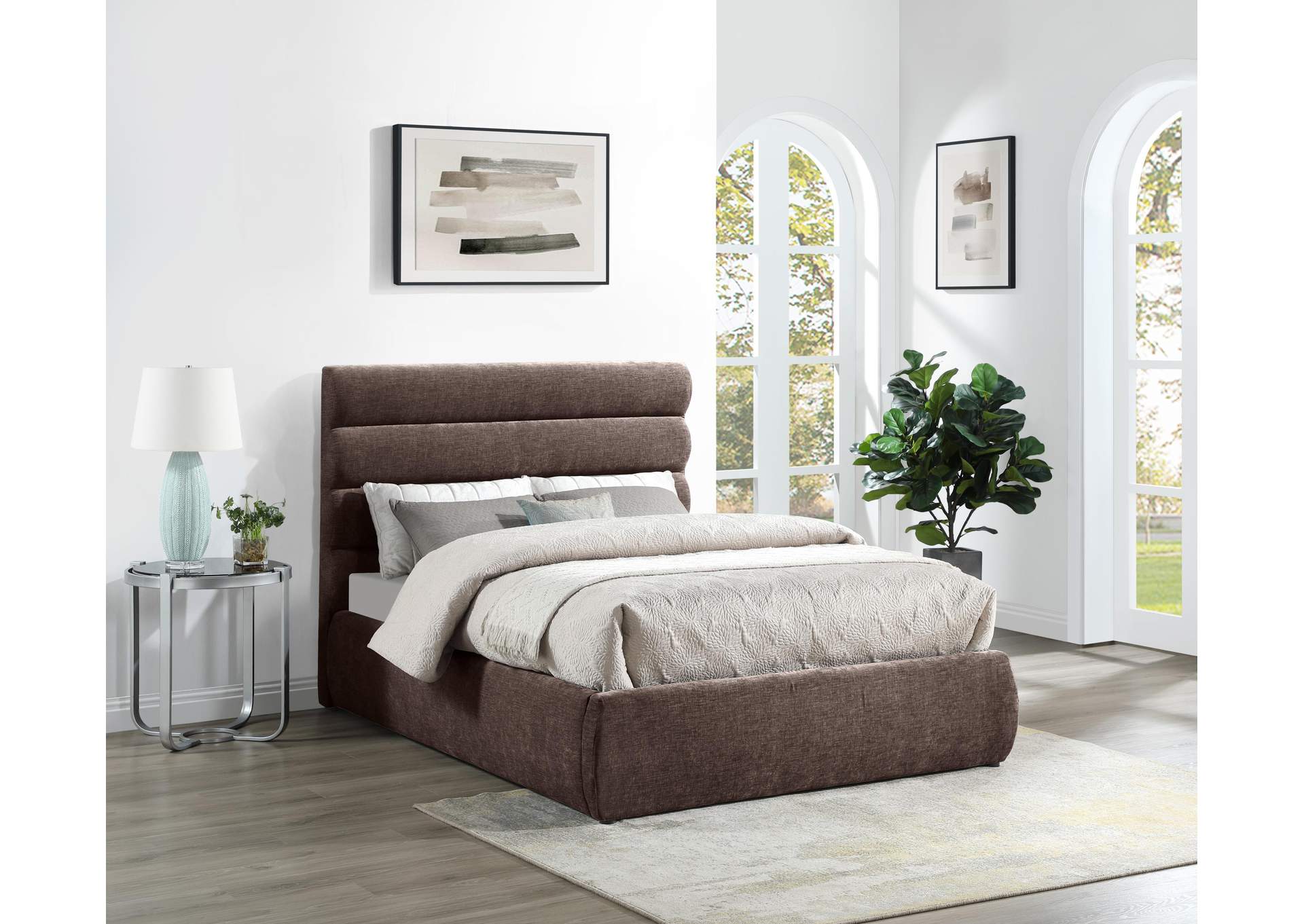 Adam Brown Chenille Fabric Full Bed image 3