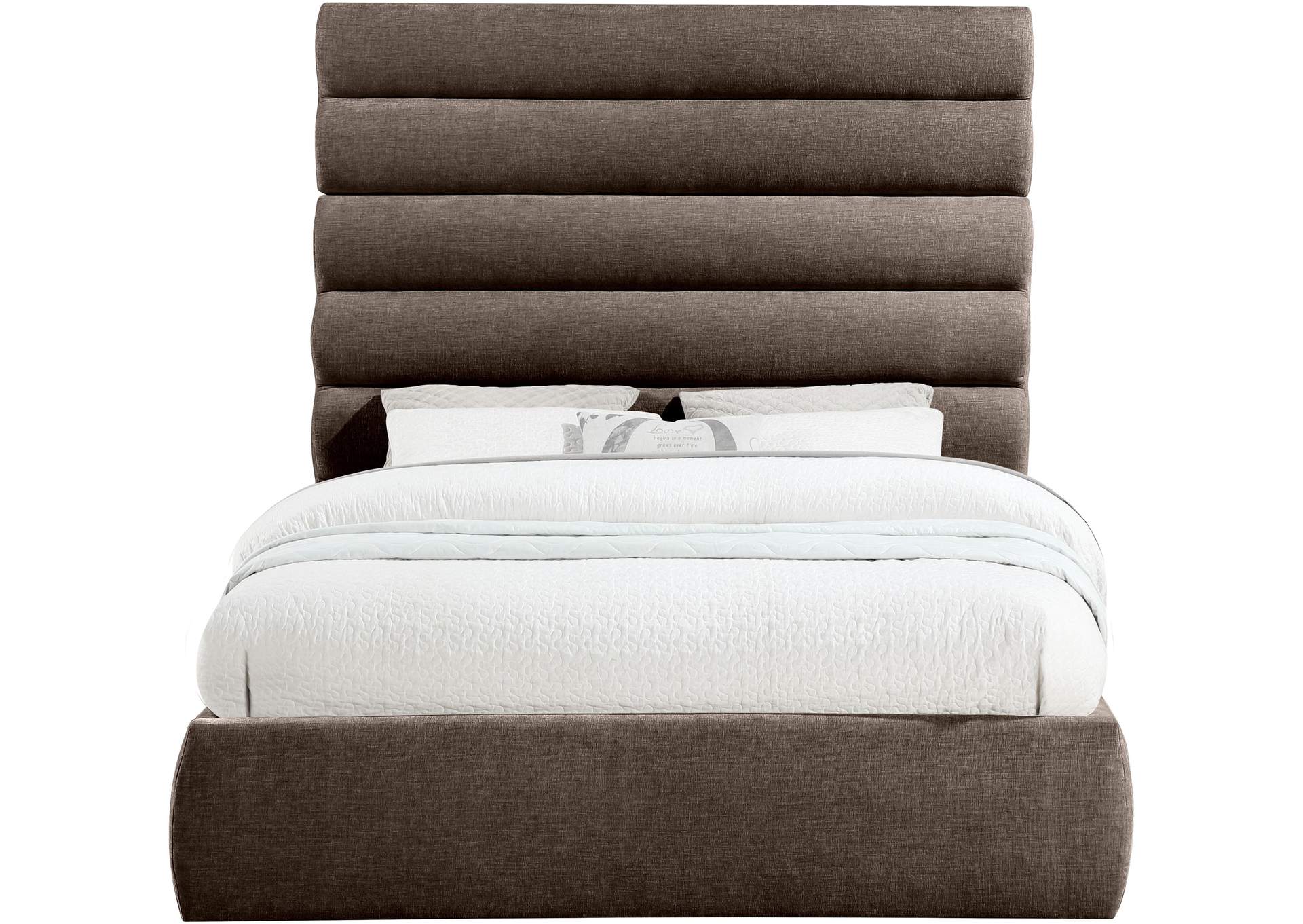 Adam Brown Chenille Fabric Queen Bed