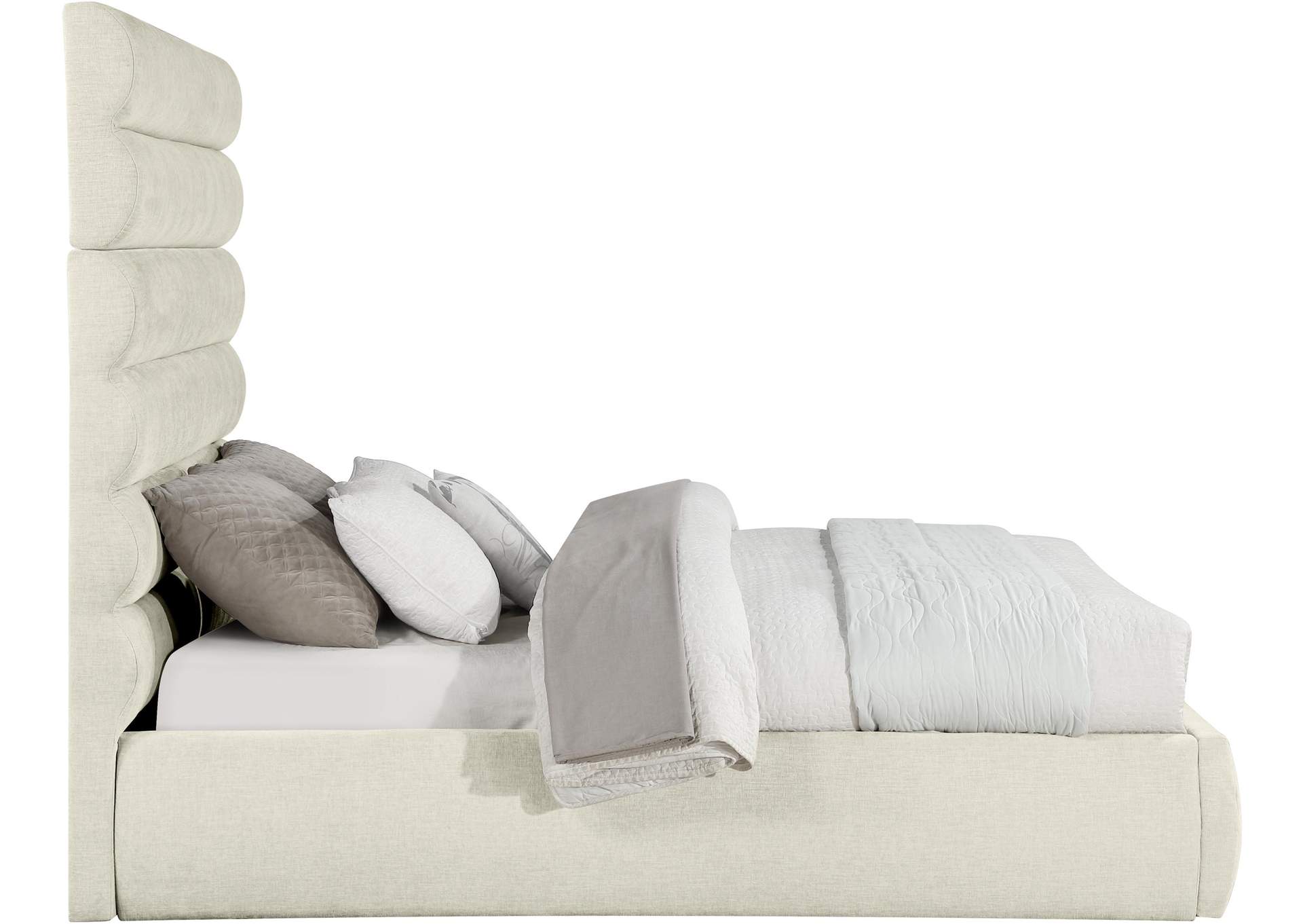 Adam Cream Chenille Fabric Queen Bed