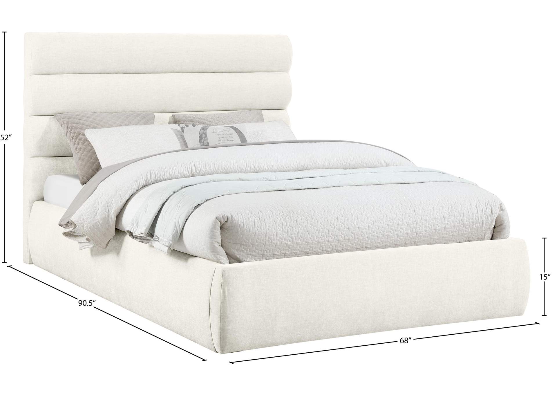 Adam Cream Chenille Fabric Queen Bed image 10