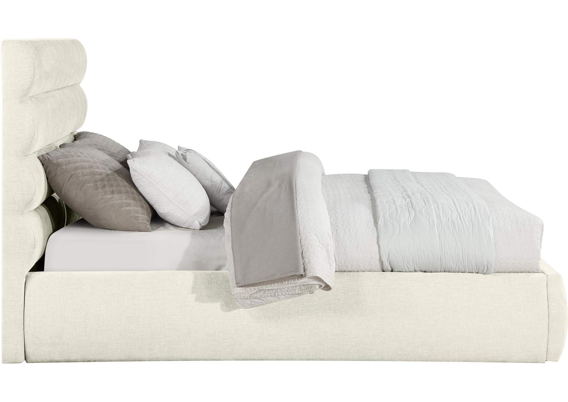 Adam Cream Chenille Fabric Queen Bed image 5