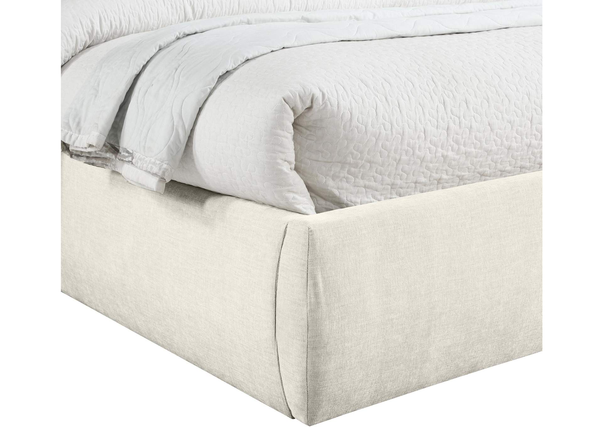 Adam Cream Chenille Fabric Queen Bed image 7