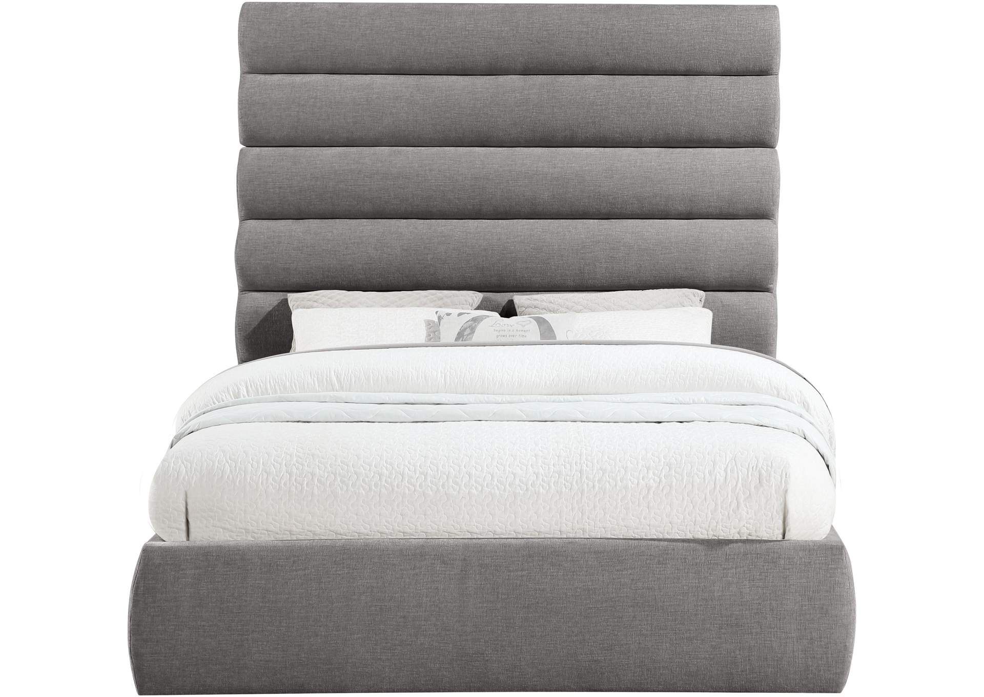Adam Grey Chenille Fabric Queen Bed