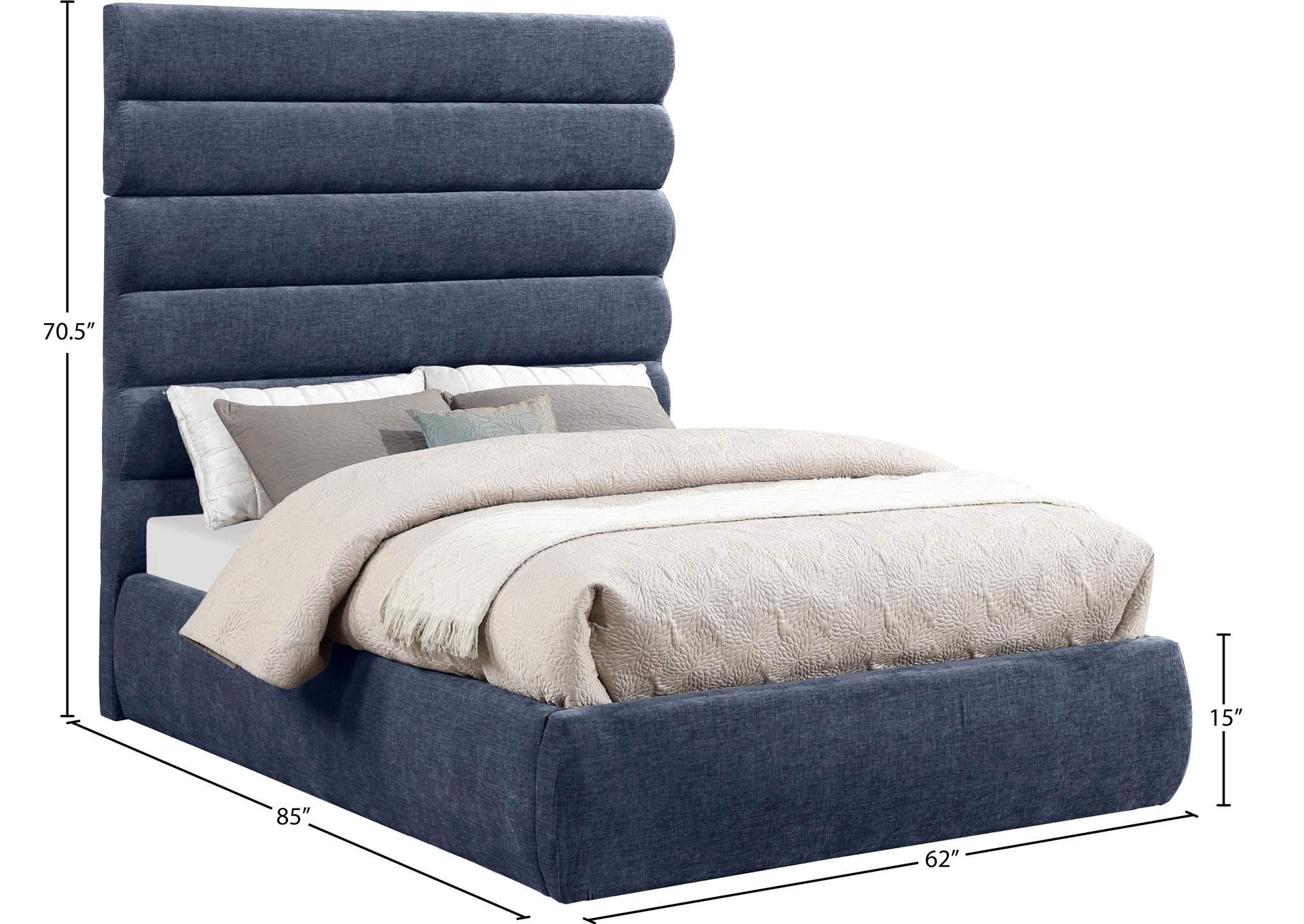 Adam Navy Chenille Fabric Full Bed image 10