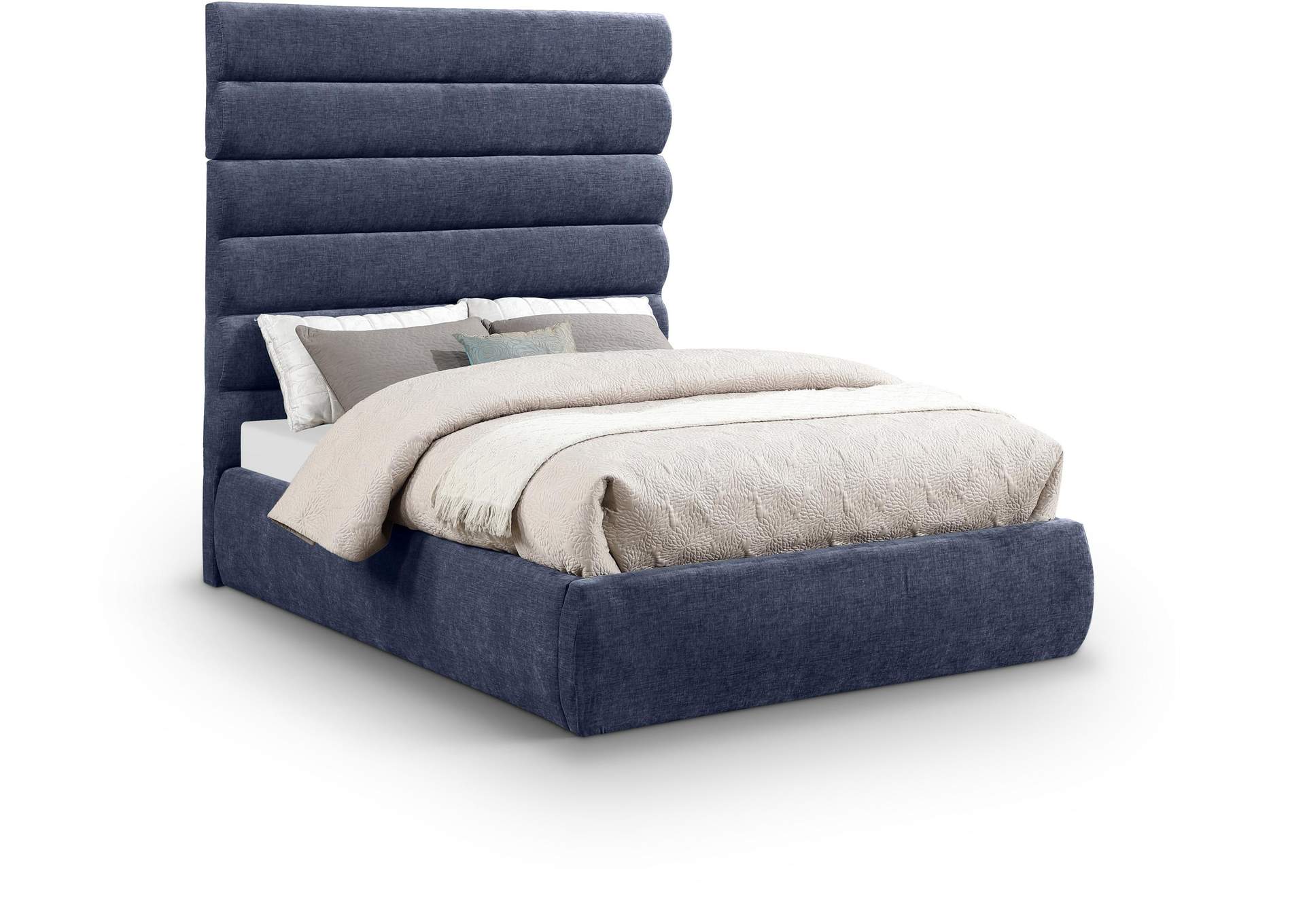 Adam Navy Chenille Fabric Full Bed image 1