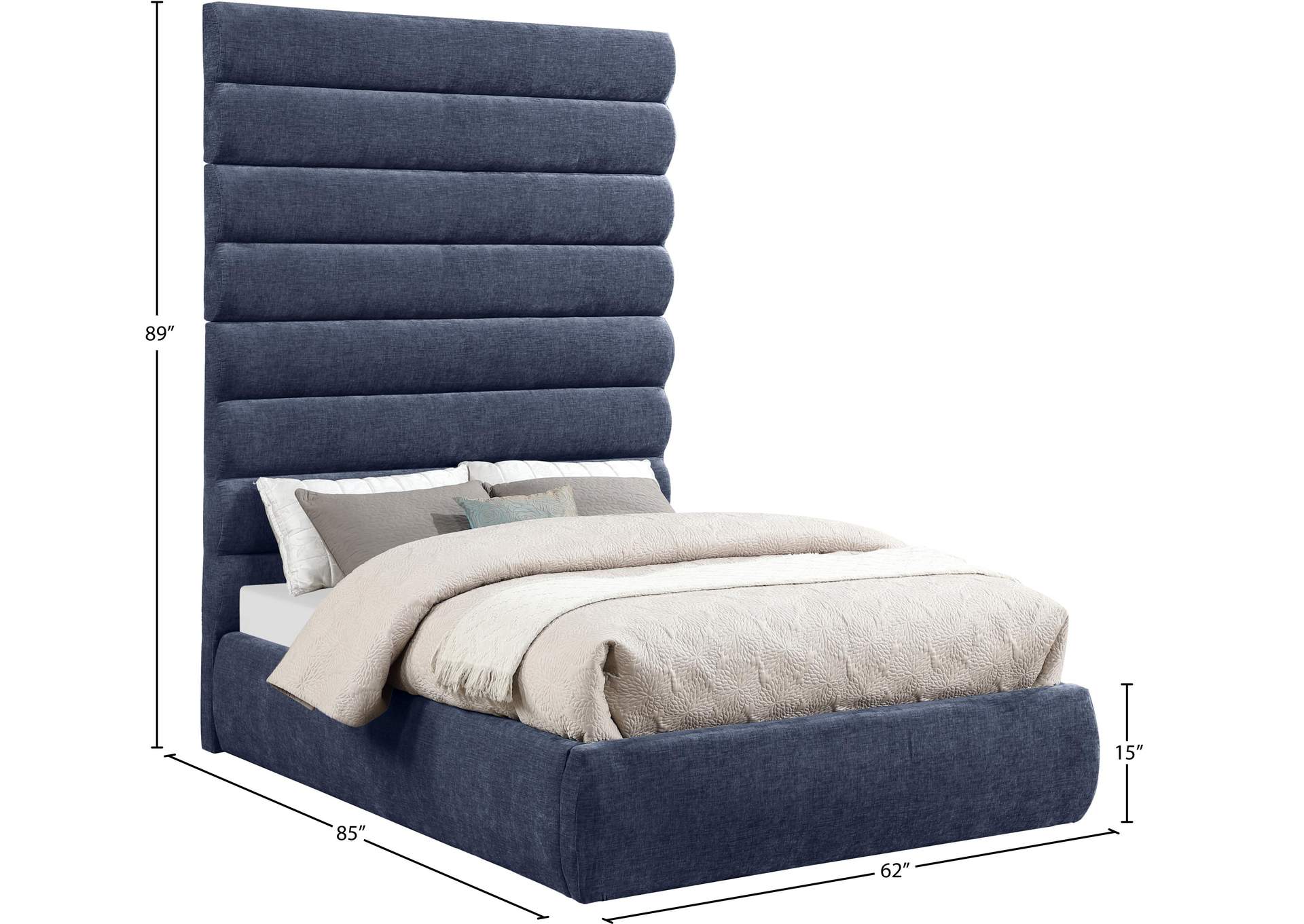 Adam Navy Chenille Fabric Full Bed image 10