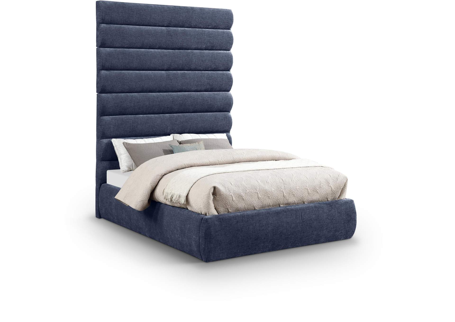 Adam Navy Chenille Fabric Full Bed image 1