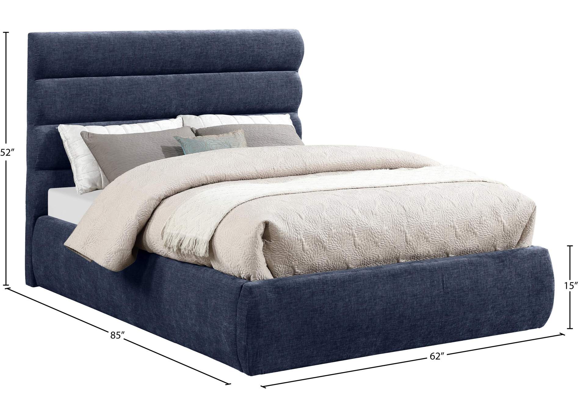 Adam Navy Chenille Fabric Full Bed image 10