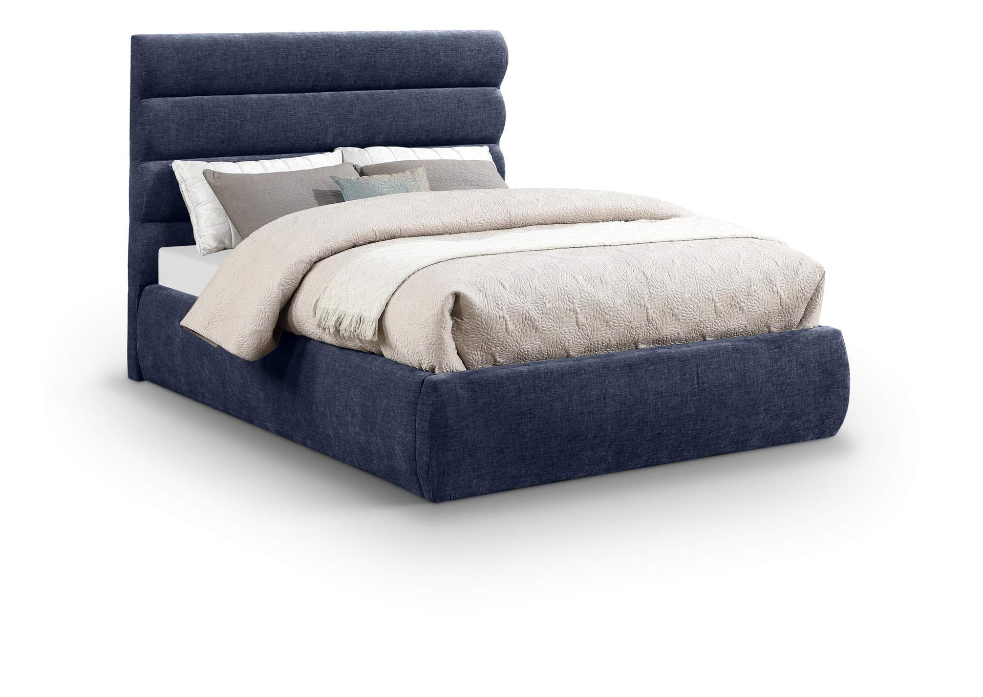 Adam Navy Chenille Fabric Full Bed image 1