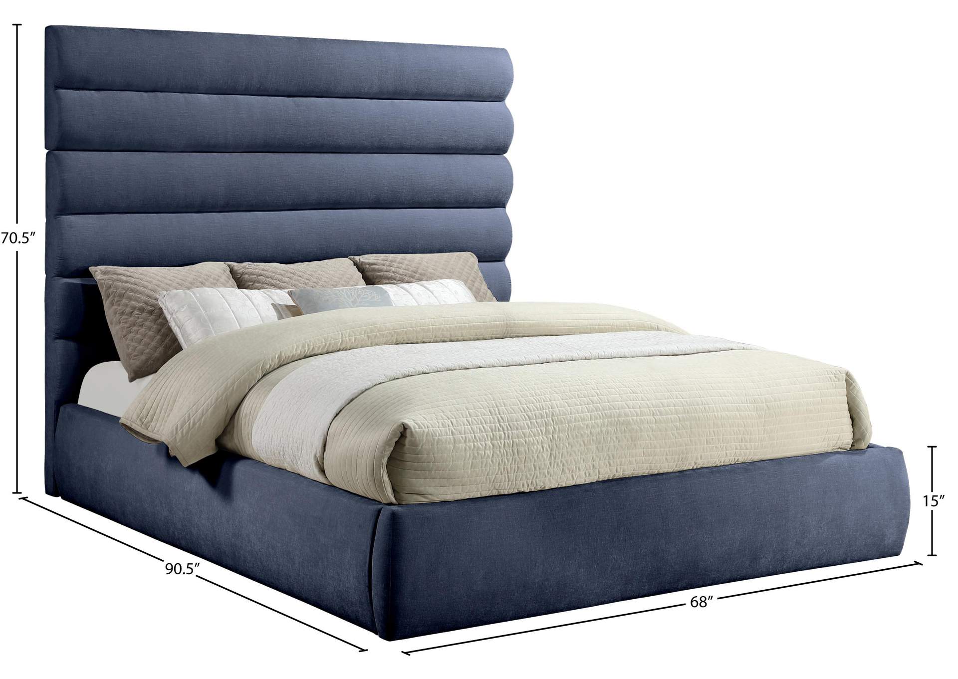 Adam Navy Chenille Fabric King Bed image 10