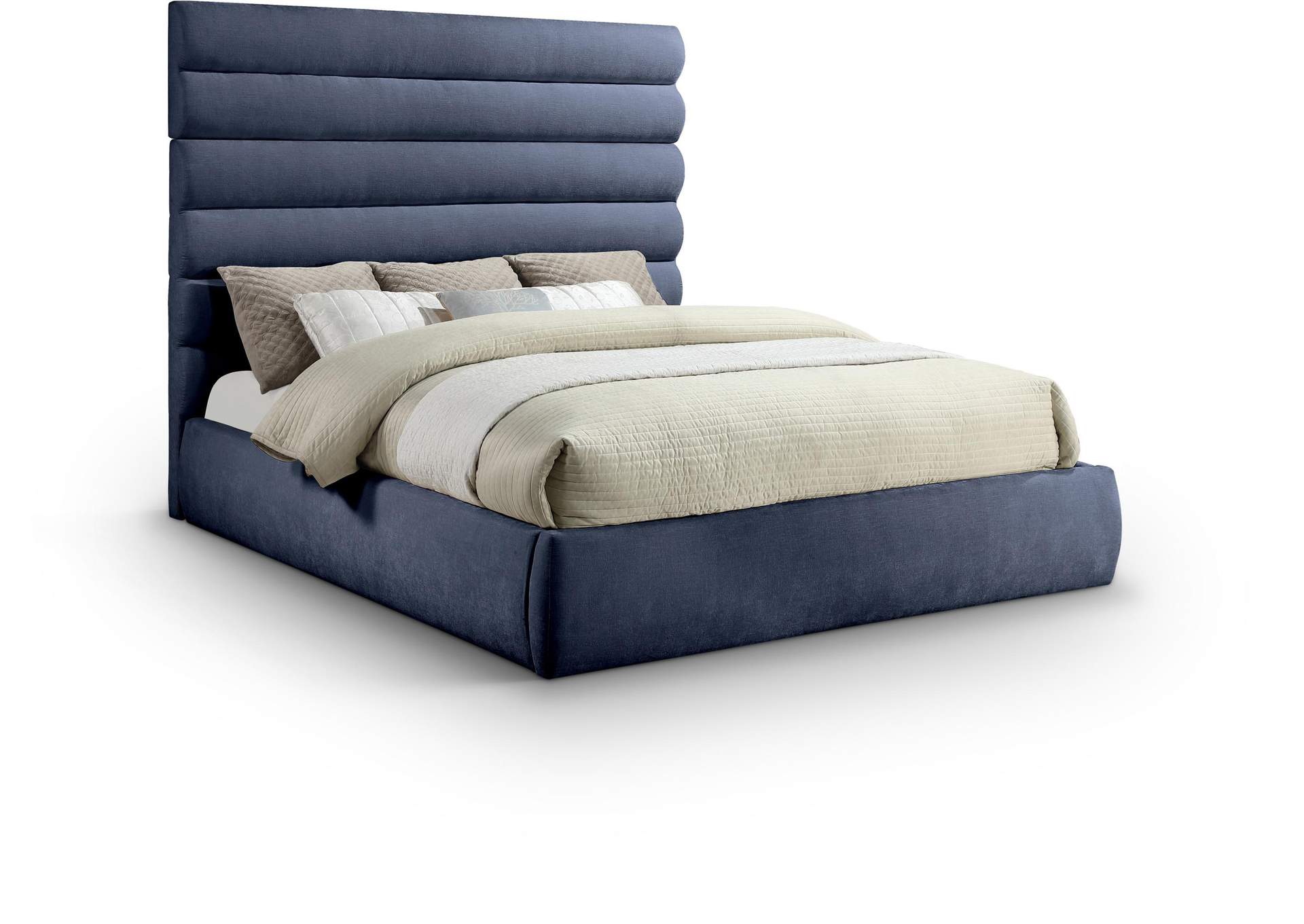Adam Navy Chenille Fabric King Bed image 1