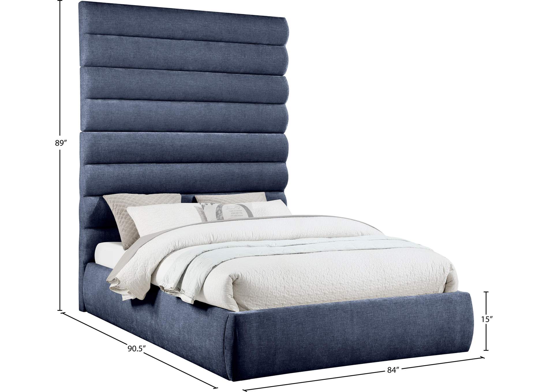 Adam Navy Chenille Fabric Queen Bed image 10