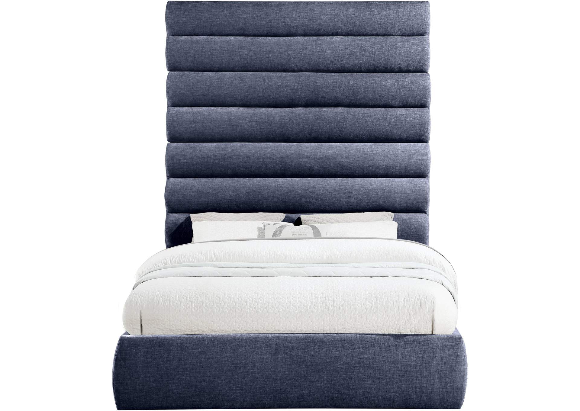 Adam Navy Chenille Fabric Queen Bed image 4