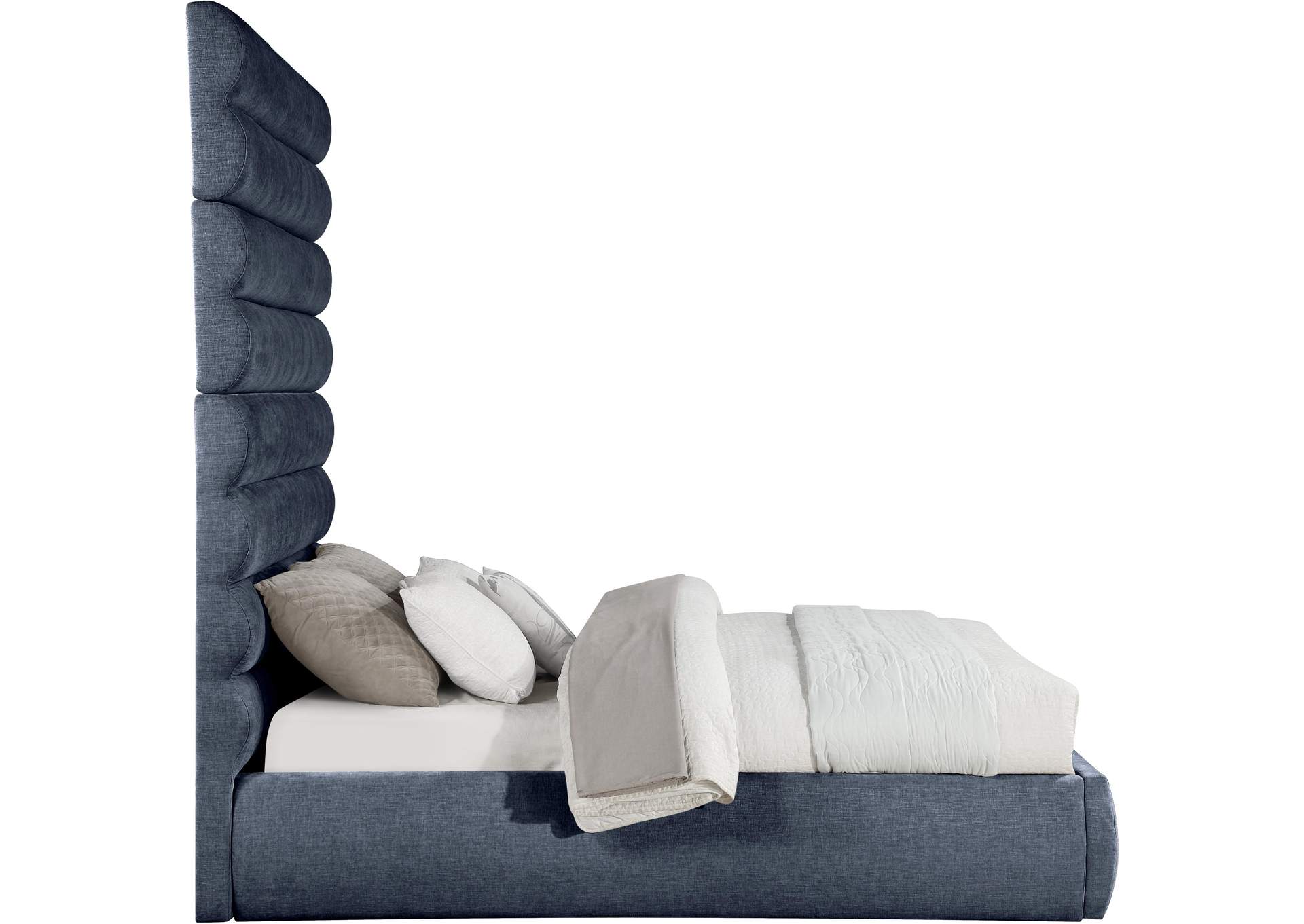 Adam Navy Chenille Fabric Queen Bed image 5