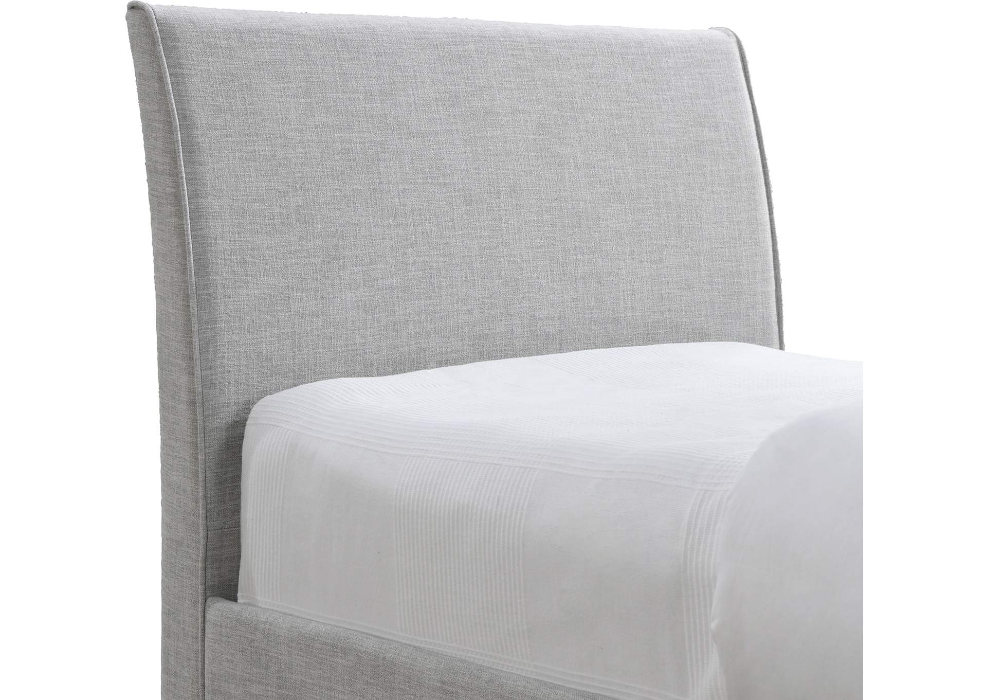 Myles Grey Linen Textured Fabric Upholstered Twin Trundle Bed image 7
