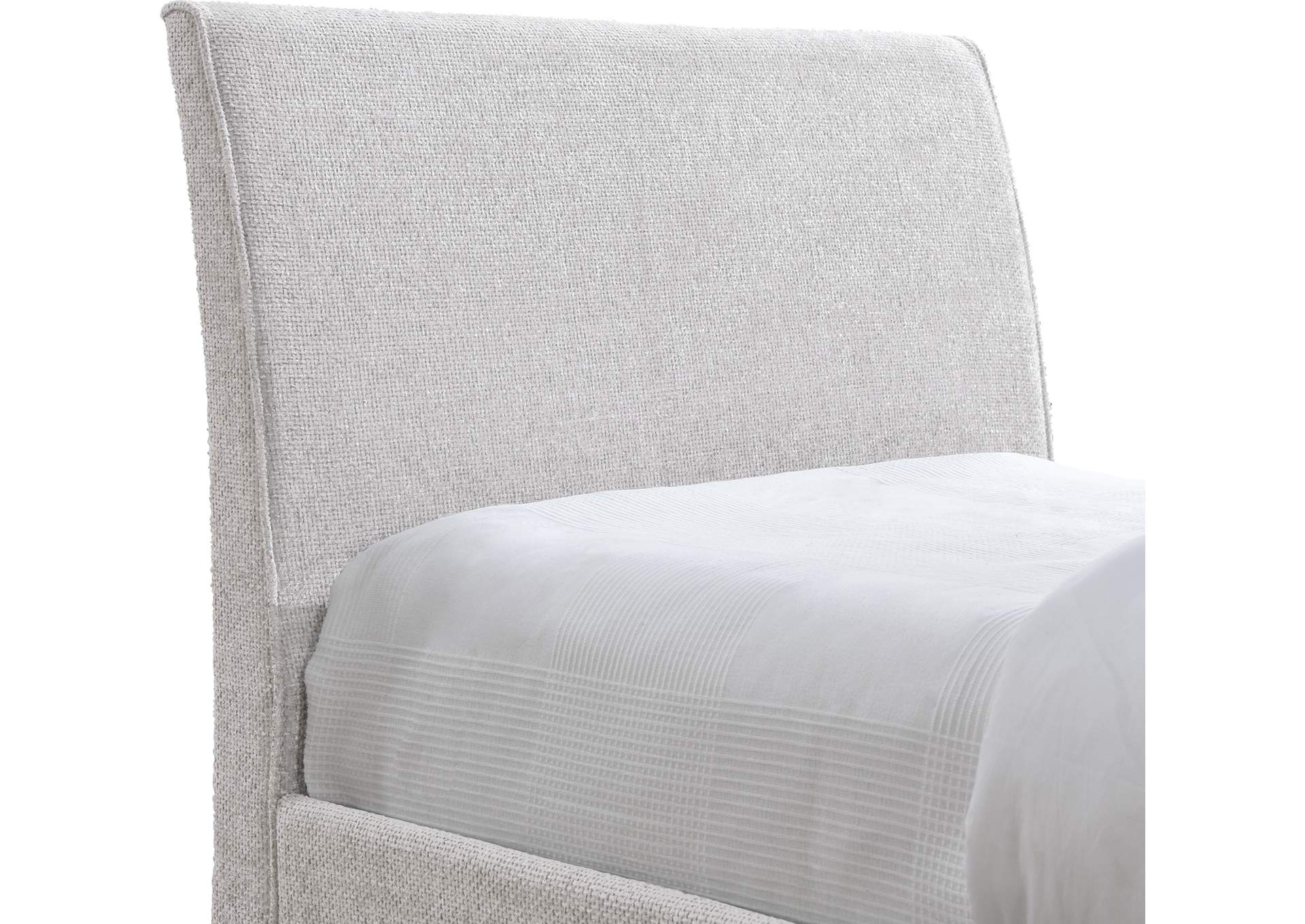 Myles Cream Chenille Fabric Upholstered Twin Trundle Bed image 7