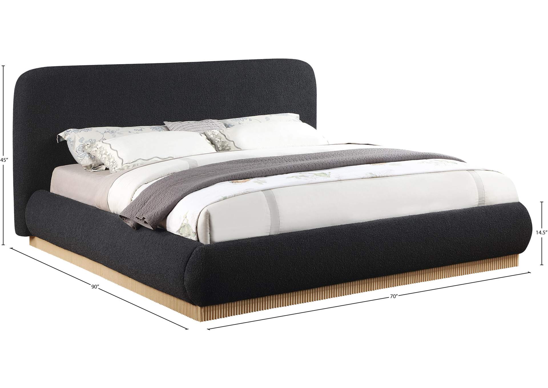 Rigby Black Boucle Fabric Queen Bed