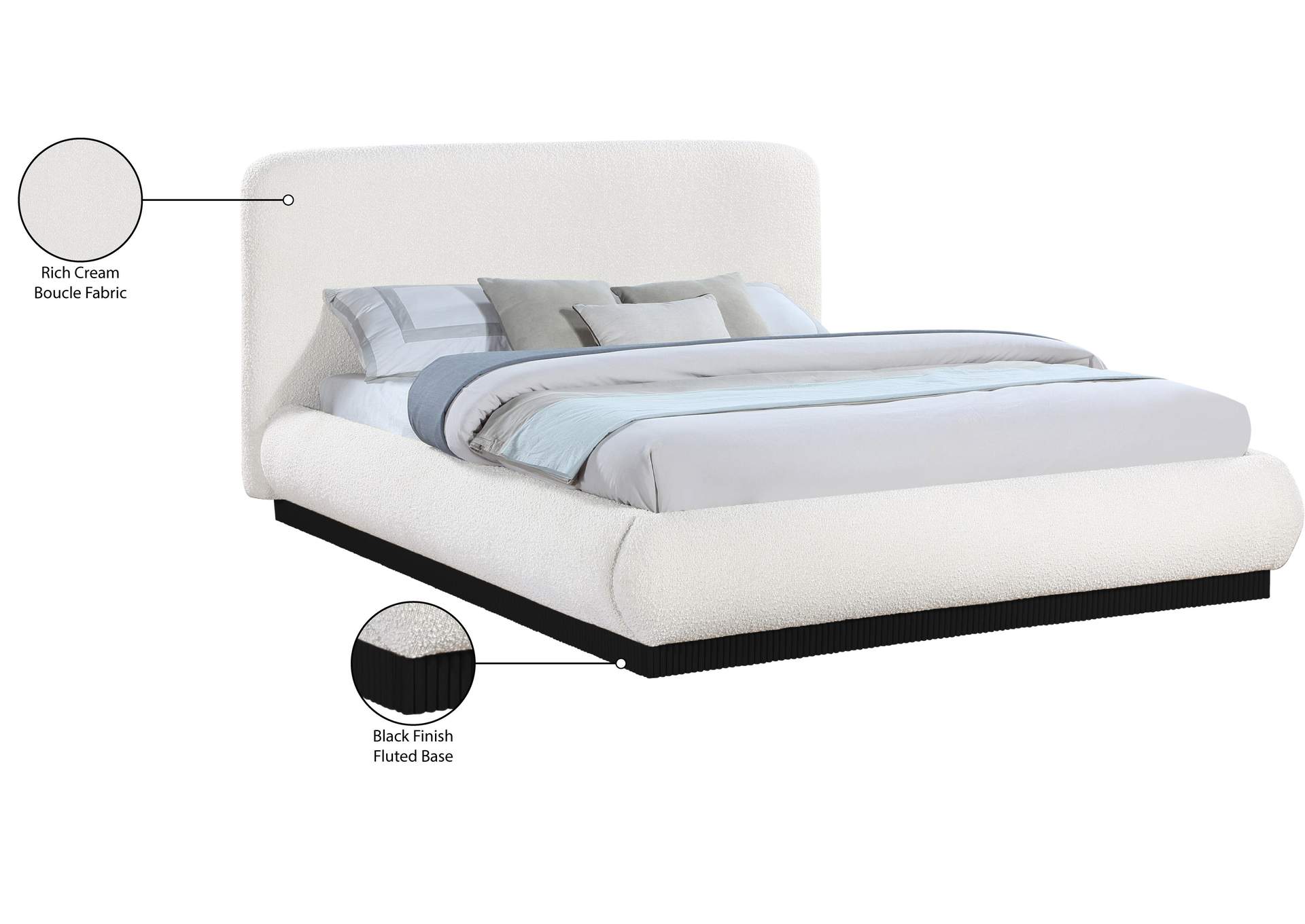 Rigby Cream Boucle Fabric King Bed image 11