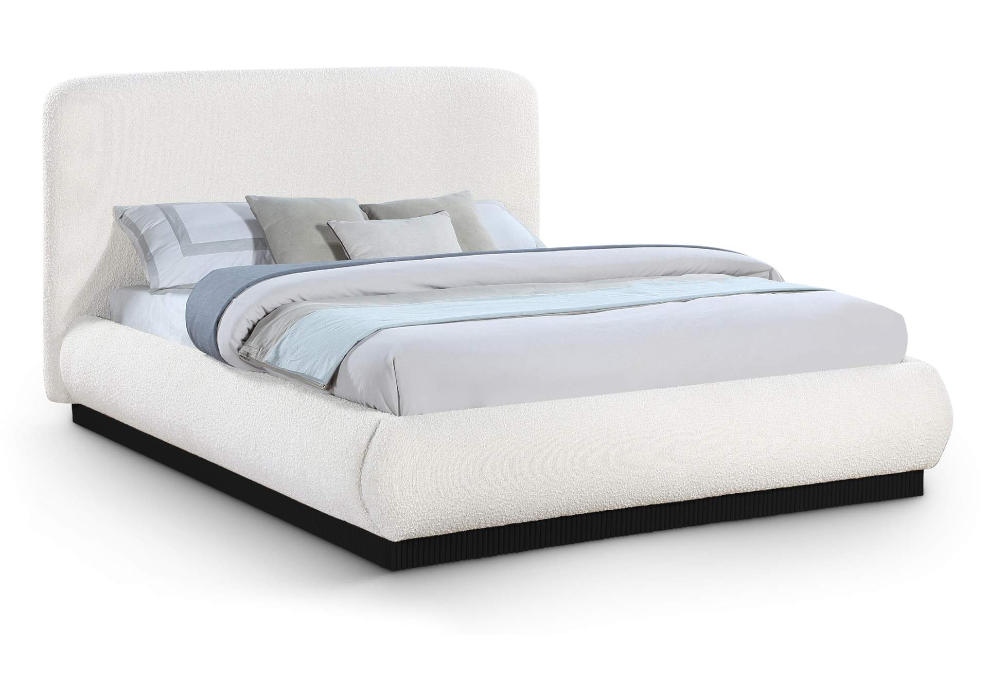 Rigby Cream Boucle Fabric King Bed image 1