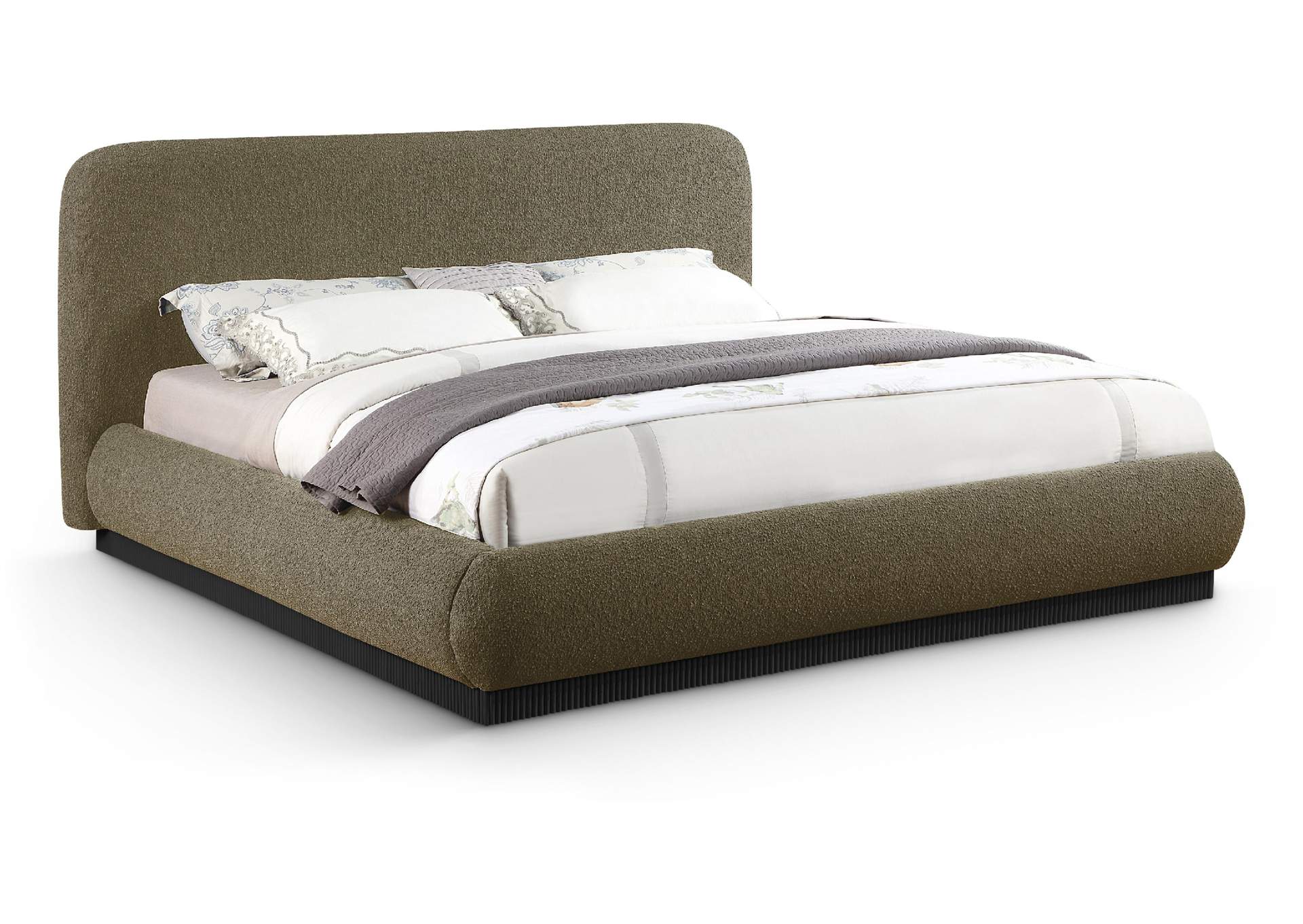 Rigby Olive Boucle Fabric King Bed image 1