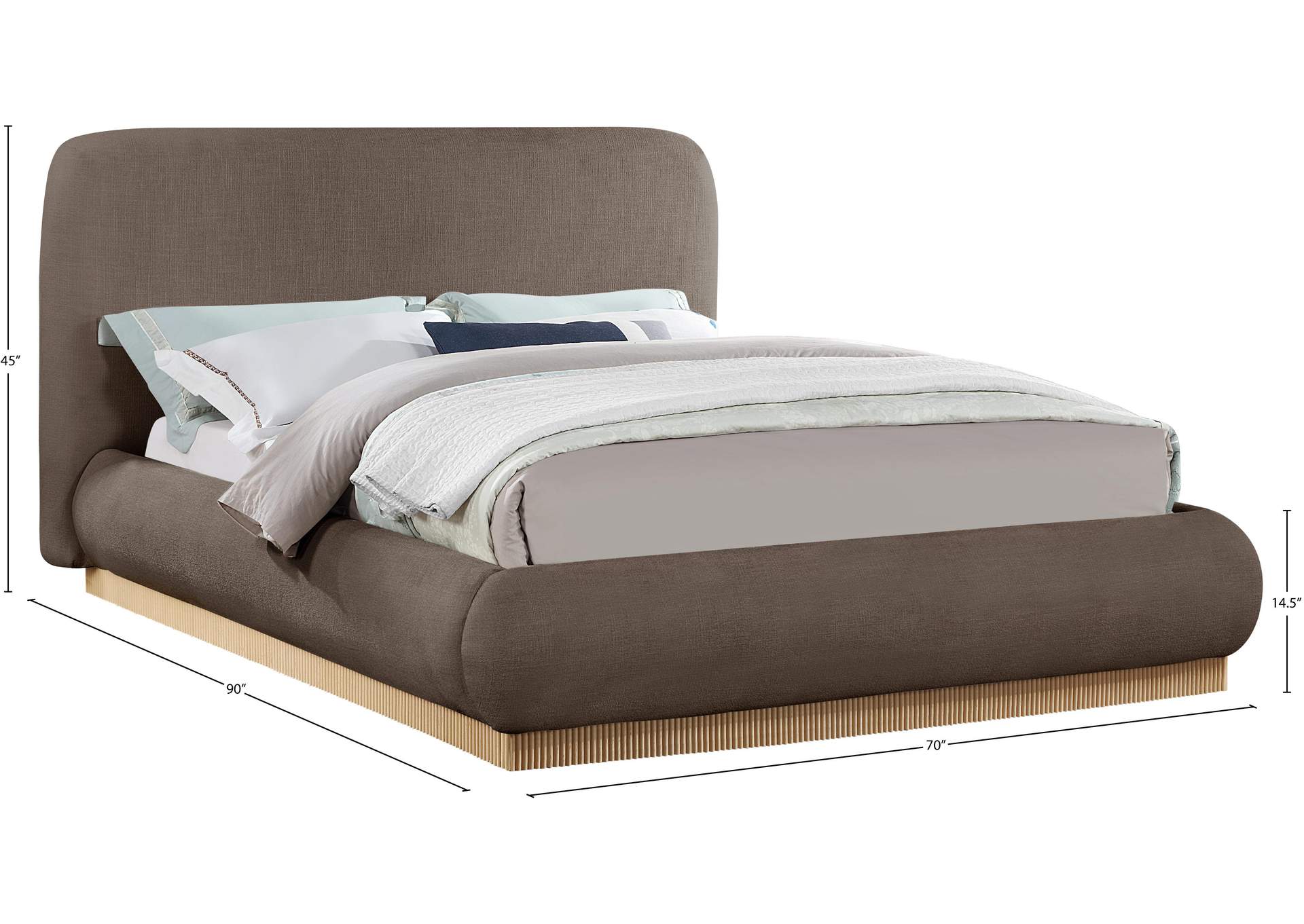 Rigby Brown Linen Textured Fabric Queen Bed image 10