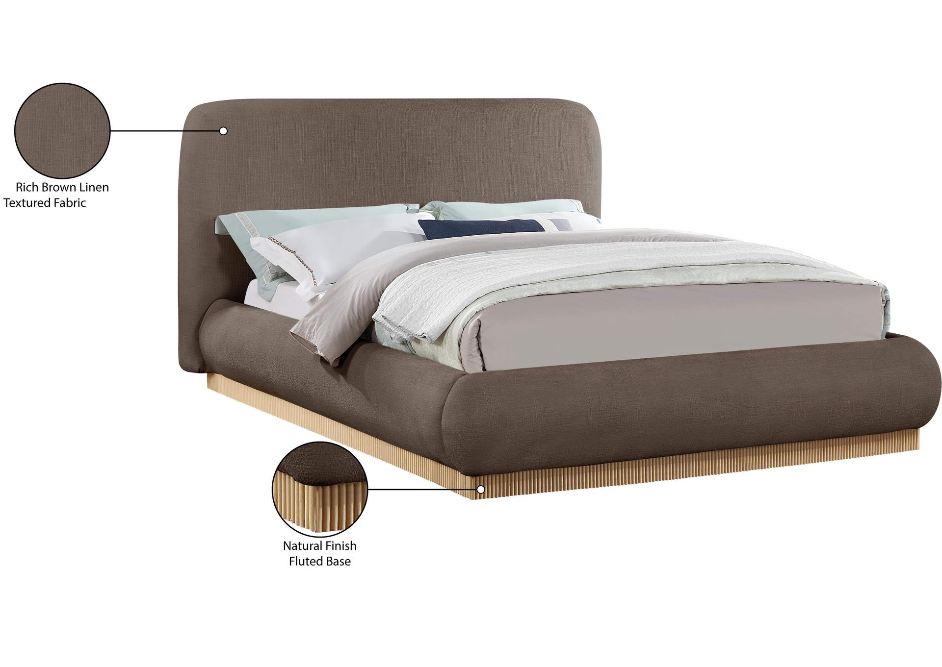 Rigby Brown Linen Textured Fabric Queen Bed image 11