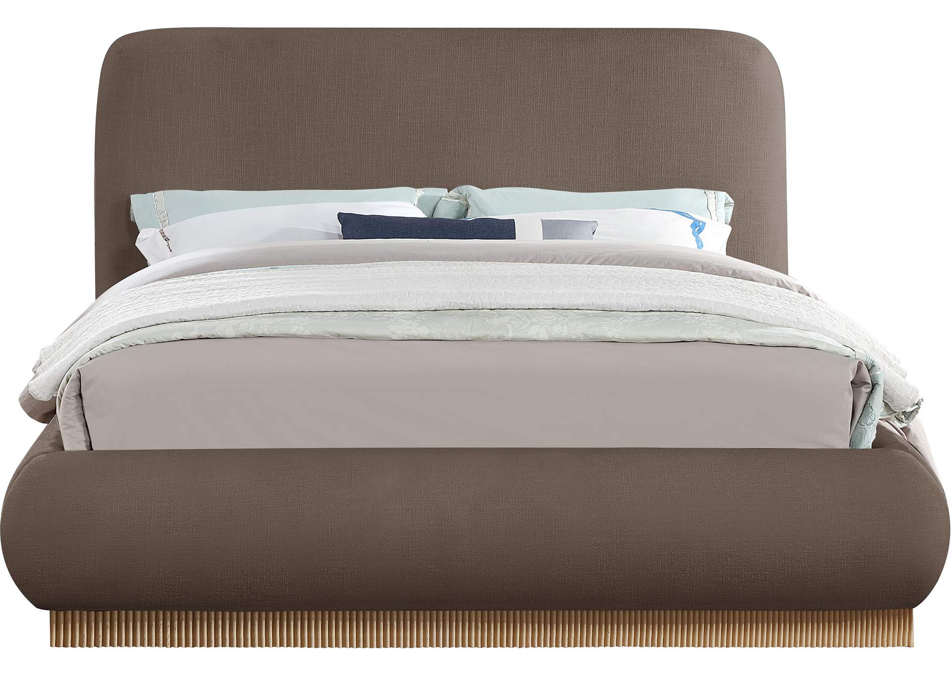 Rigby Brown Linen Textured Fabric Queen Bed image 4