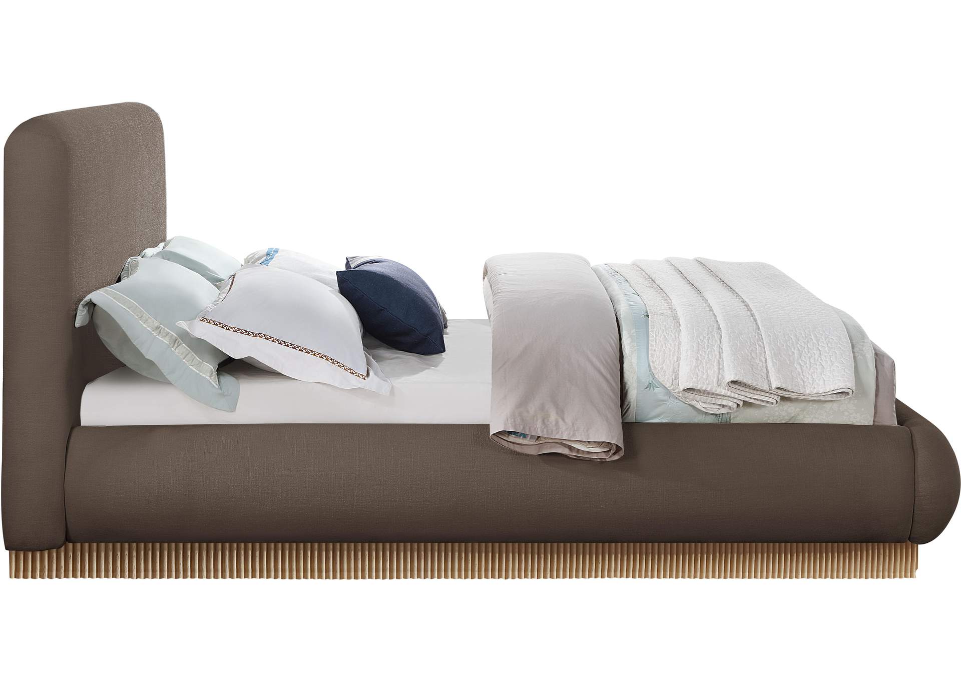 Rigby Brown Linen Textured Fabric Queen Bed image 5
