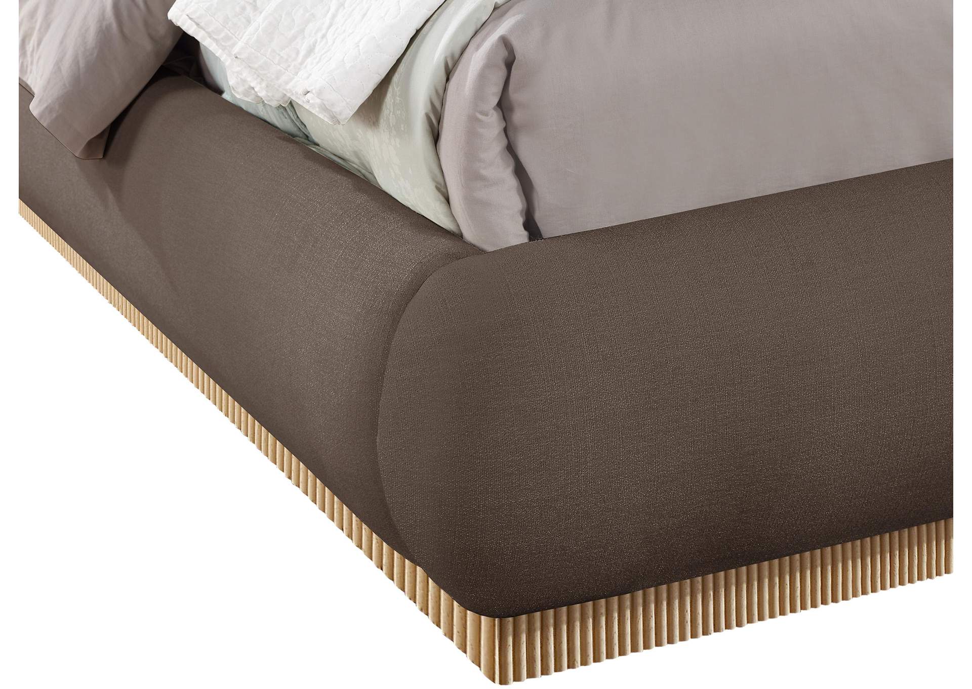 Rigby Brown Linen Textured Fabric Queen Bed image 8