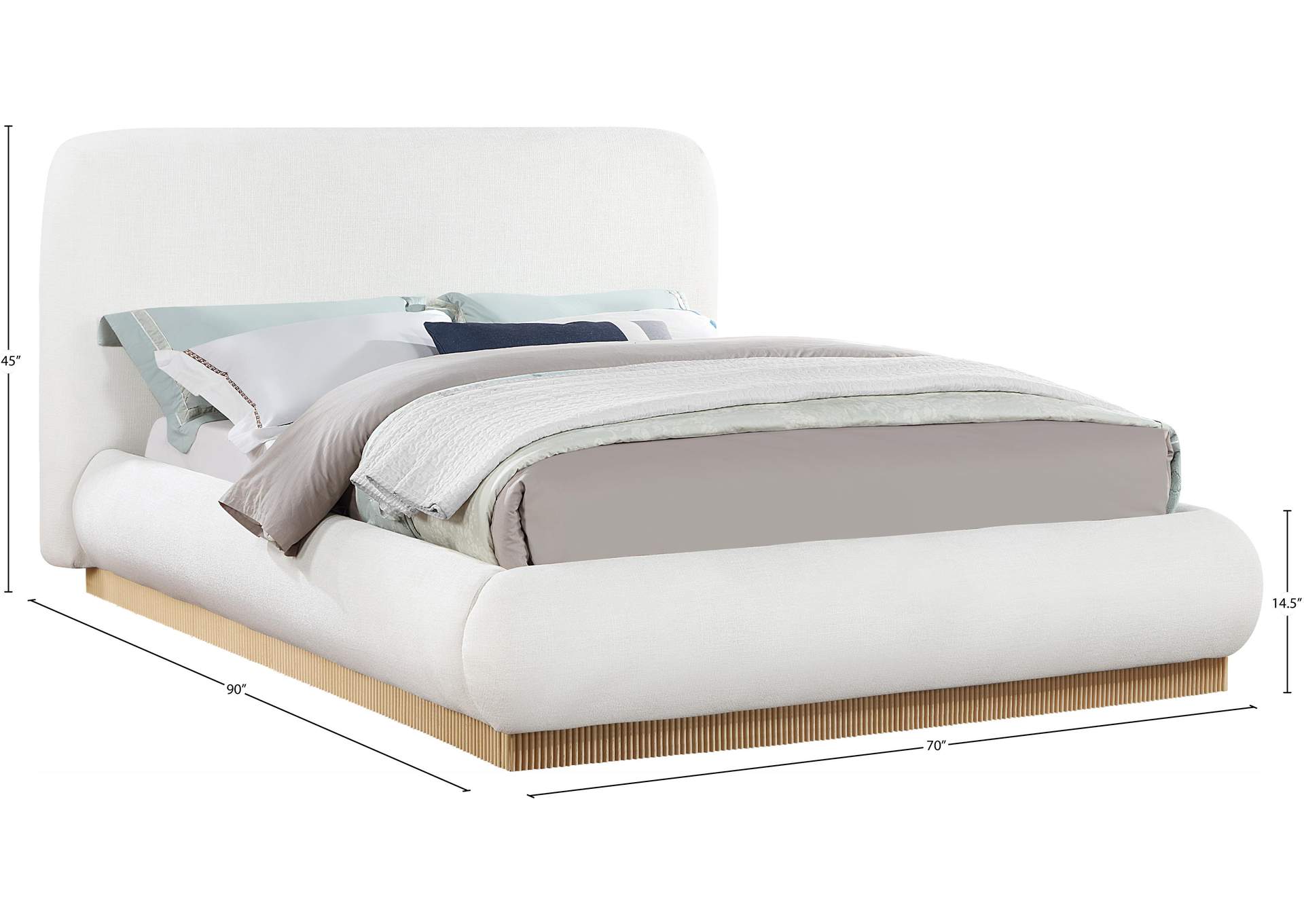 Rigby Cream Linen Textured Fabric Queen Bed image 10