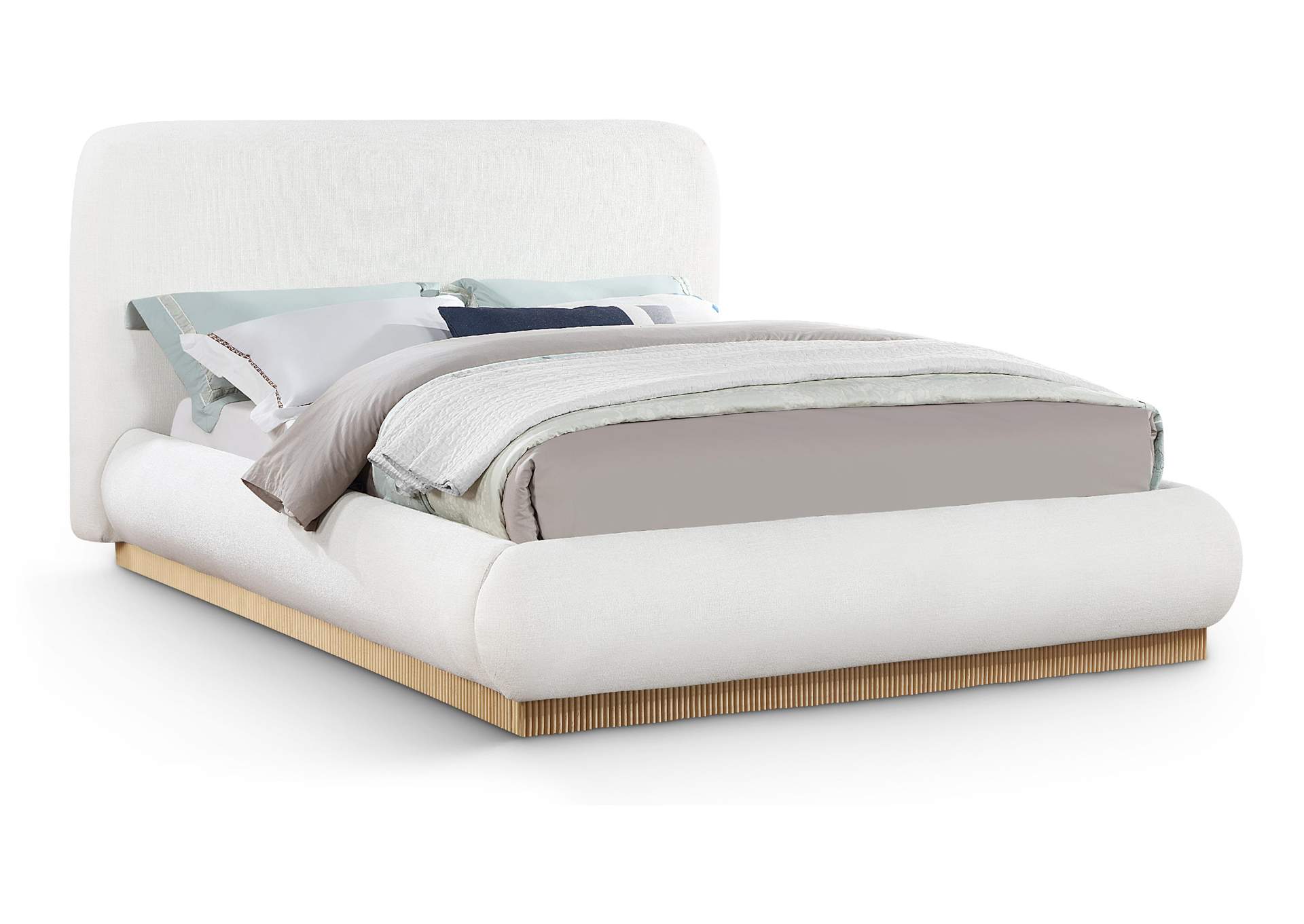 Rigby Cream Linen Textured Fabric Queen Bed image 1