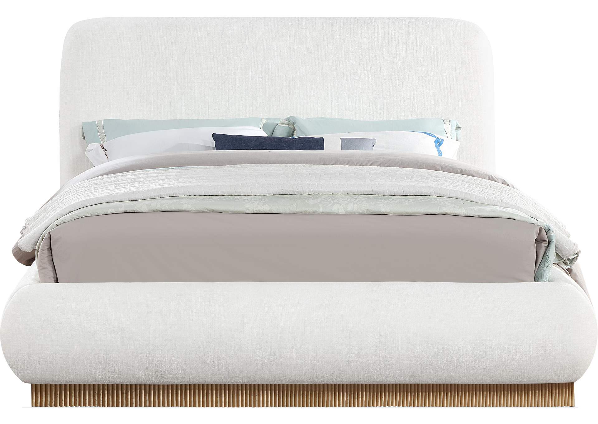 Rigby Cream Linen Textured Fabric Queen Bed image 4