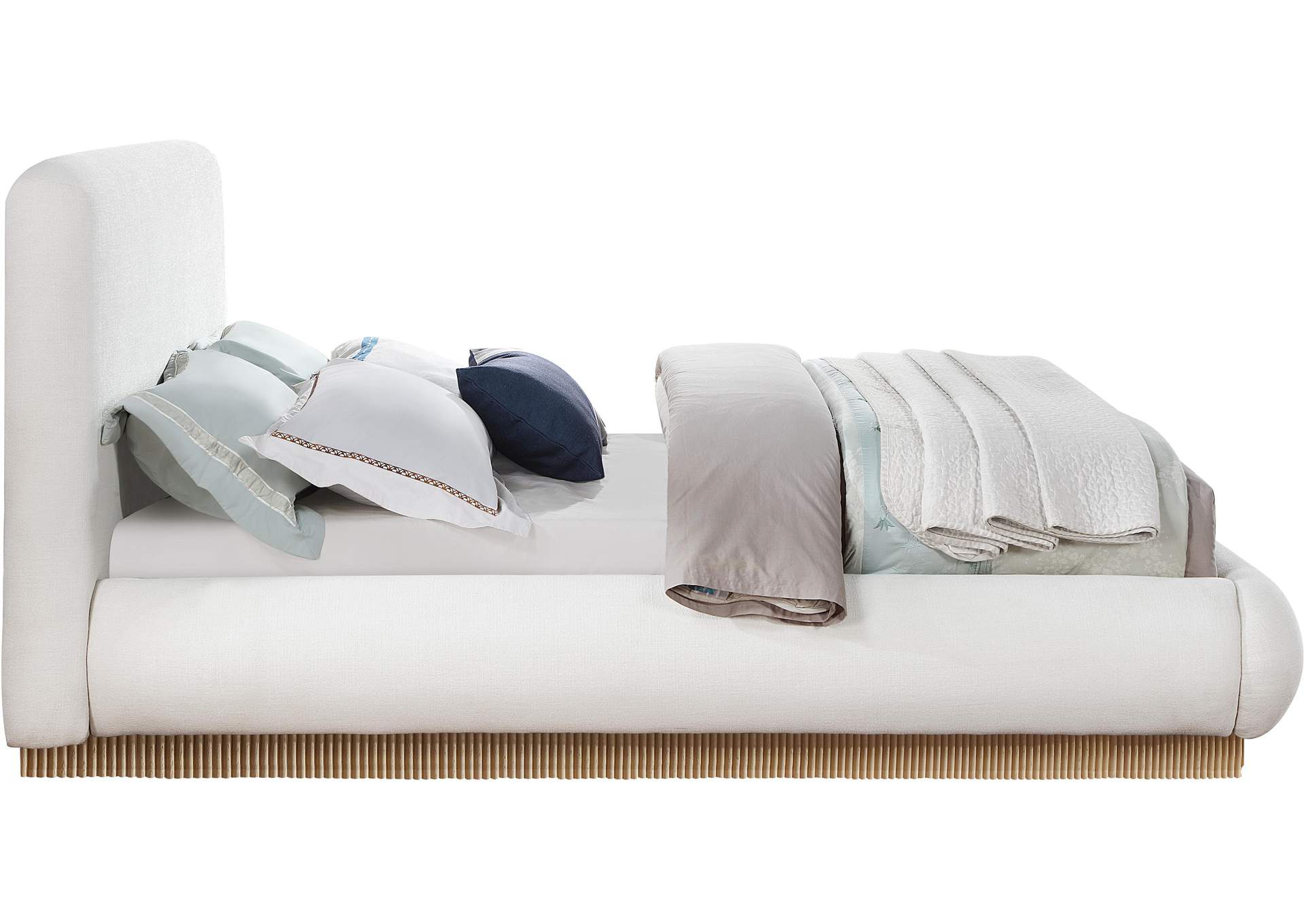 Rigby Cream Linen Textured Fabric Queen Bed image 5