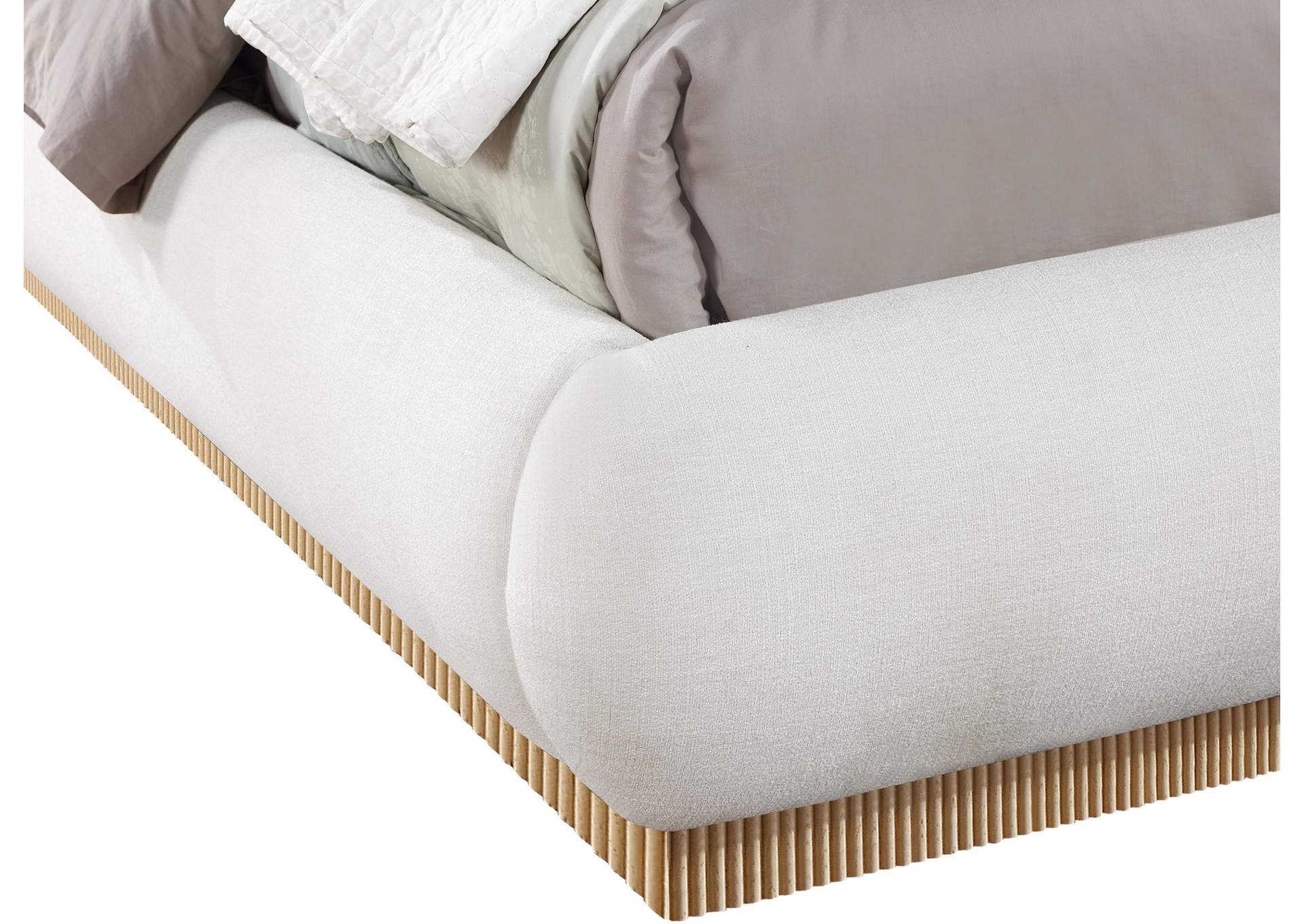 Rigby Cream Linen Textured Fabric Queen Bed image 8