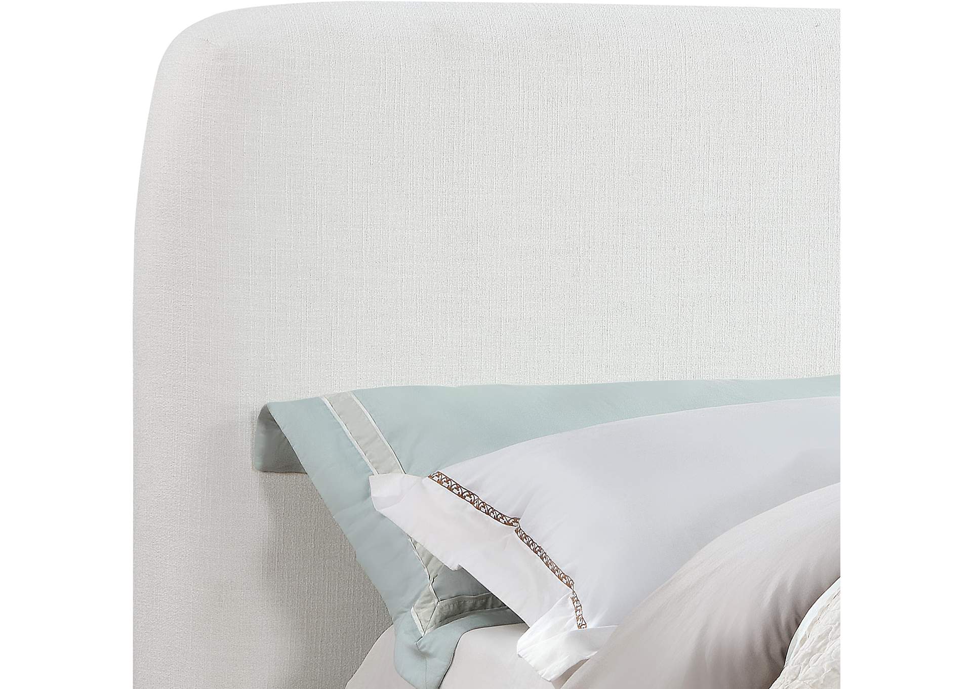 Rigby Cream Linen Textured Fabric Queen Bed image 9