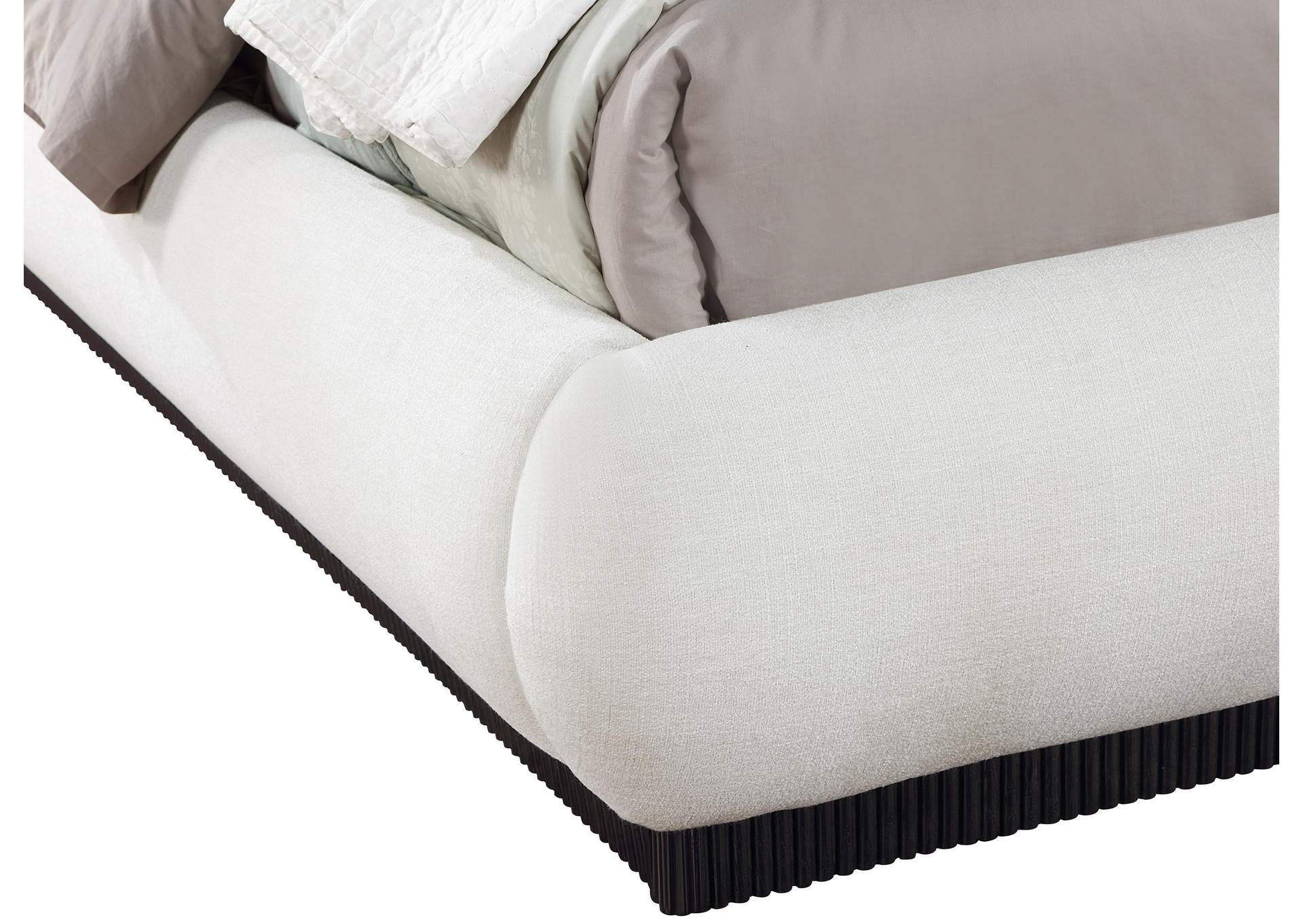 Rigby Cream Linen Textured Fabric King Bed